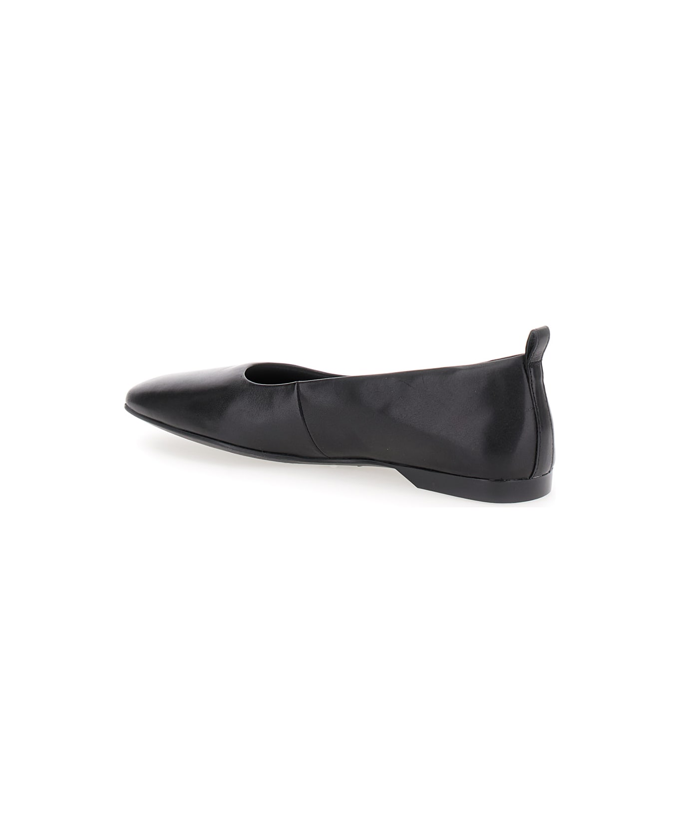 Vagabond 'delia' Black Ballet Flats With Squared Toe In Leather Woman - Black