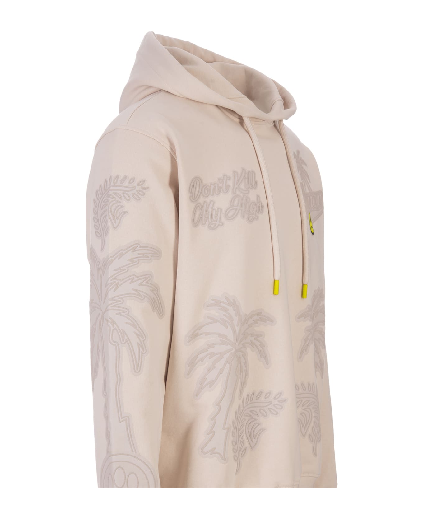 Barrow Dove Hoodie With Front Logo And All-over Graphics - Brown