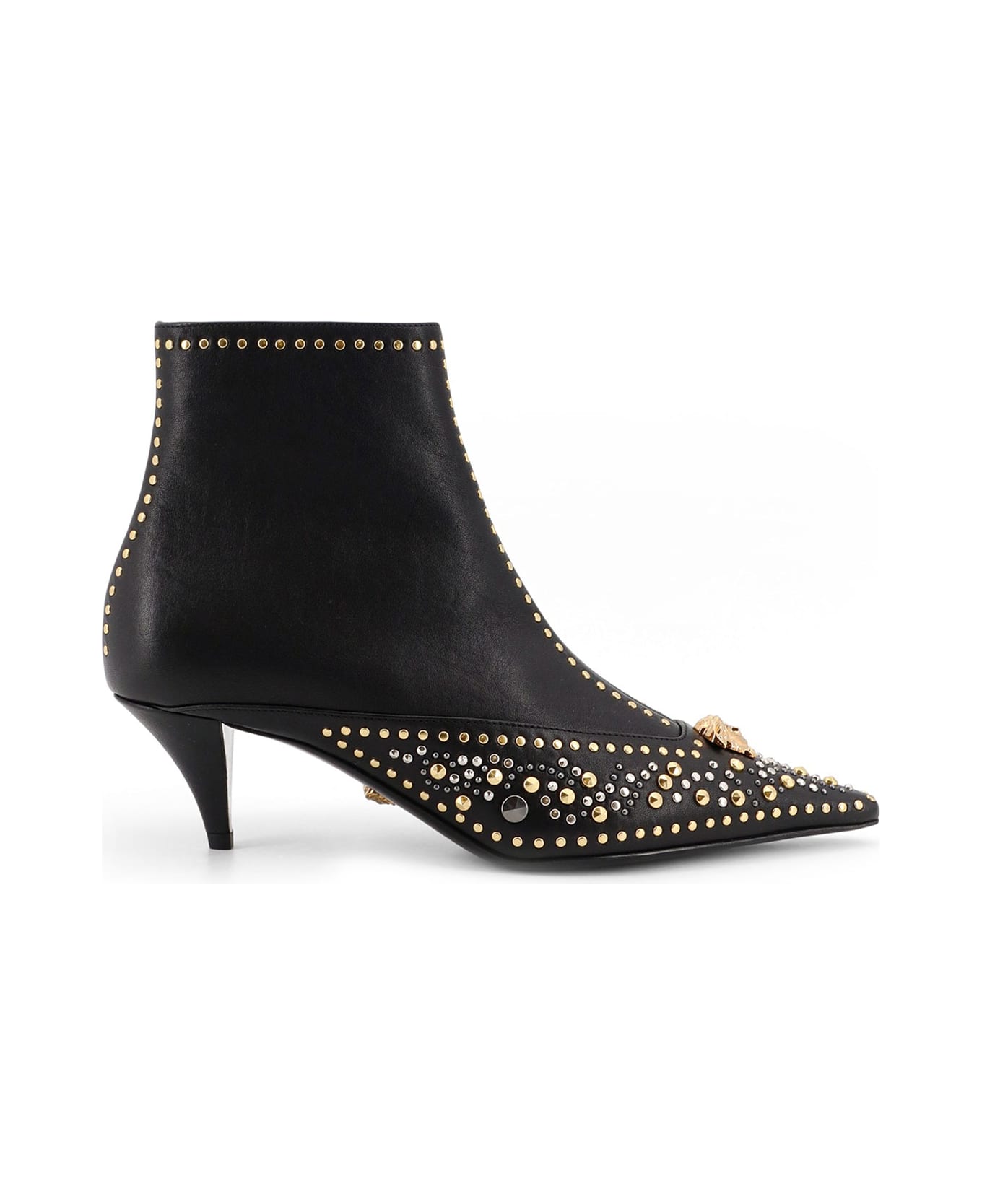 Versace Leather Ankle Boots - Black-Versace Gold+Palladium