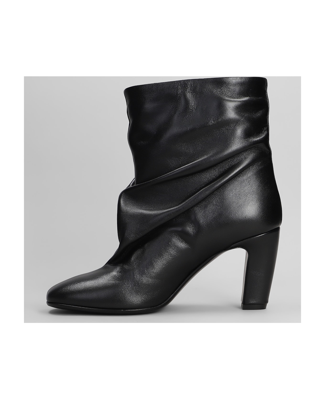 Strategia High Heels Ankle Boots In Black Leather - black