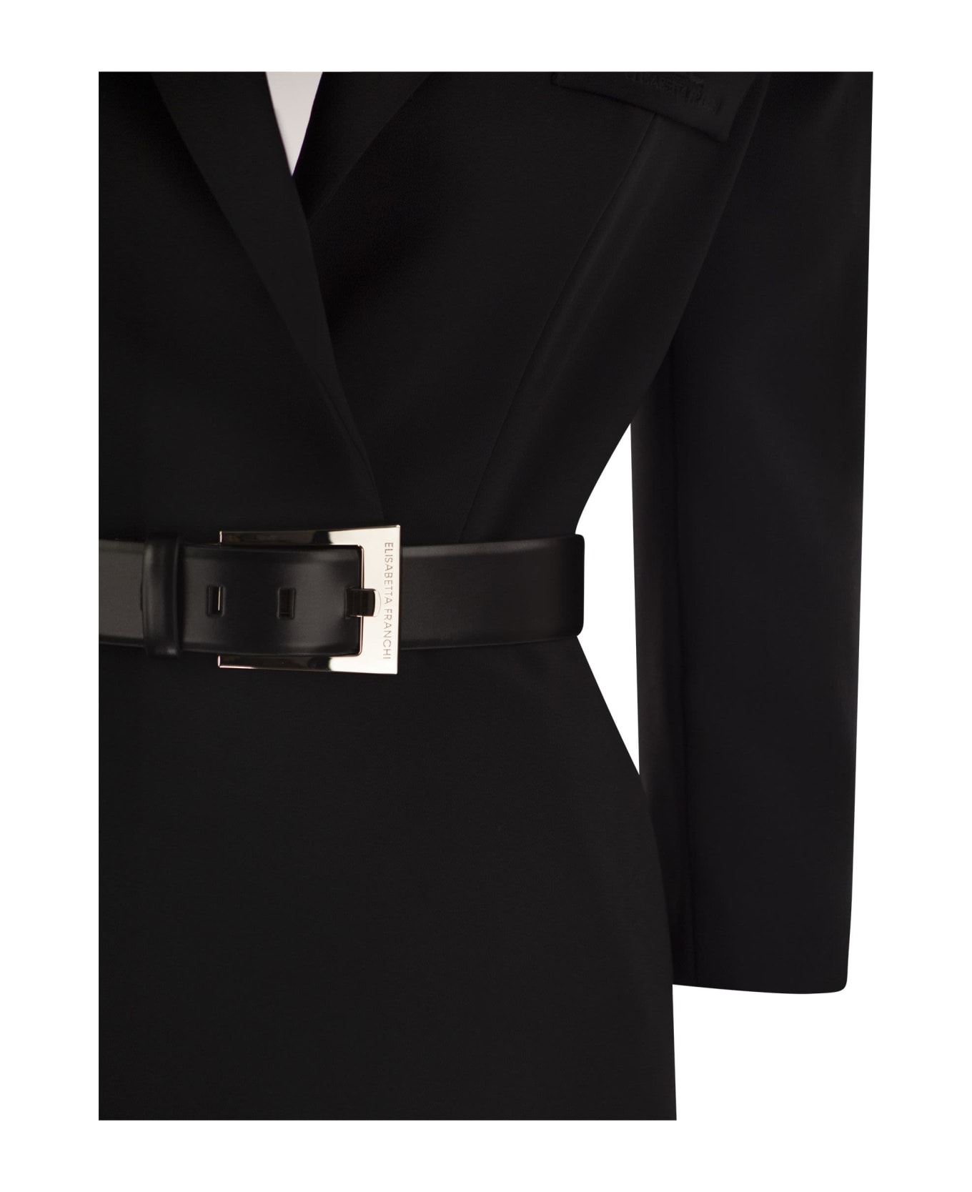 Elisabetta Franchi Robe-manteau In Crepe With Cut Out Back - Black