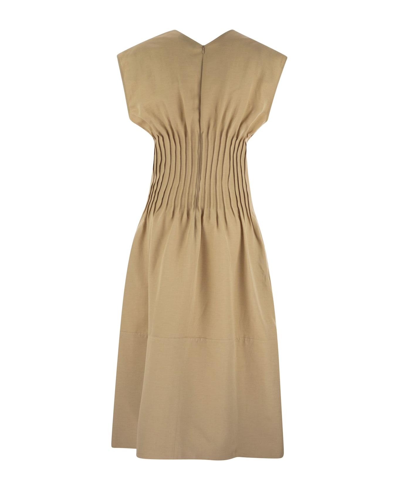 Fabiana Filippi Viscose And Linen Corset Waist Dress - Sand