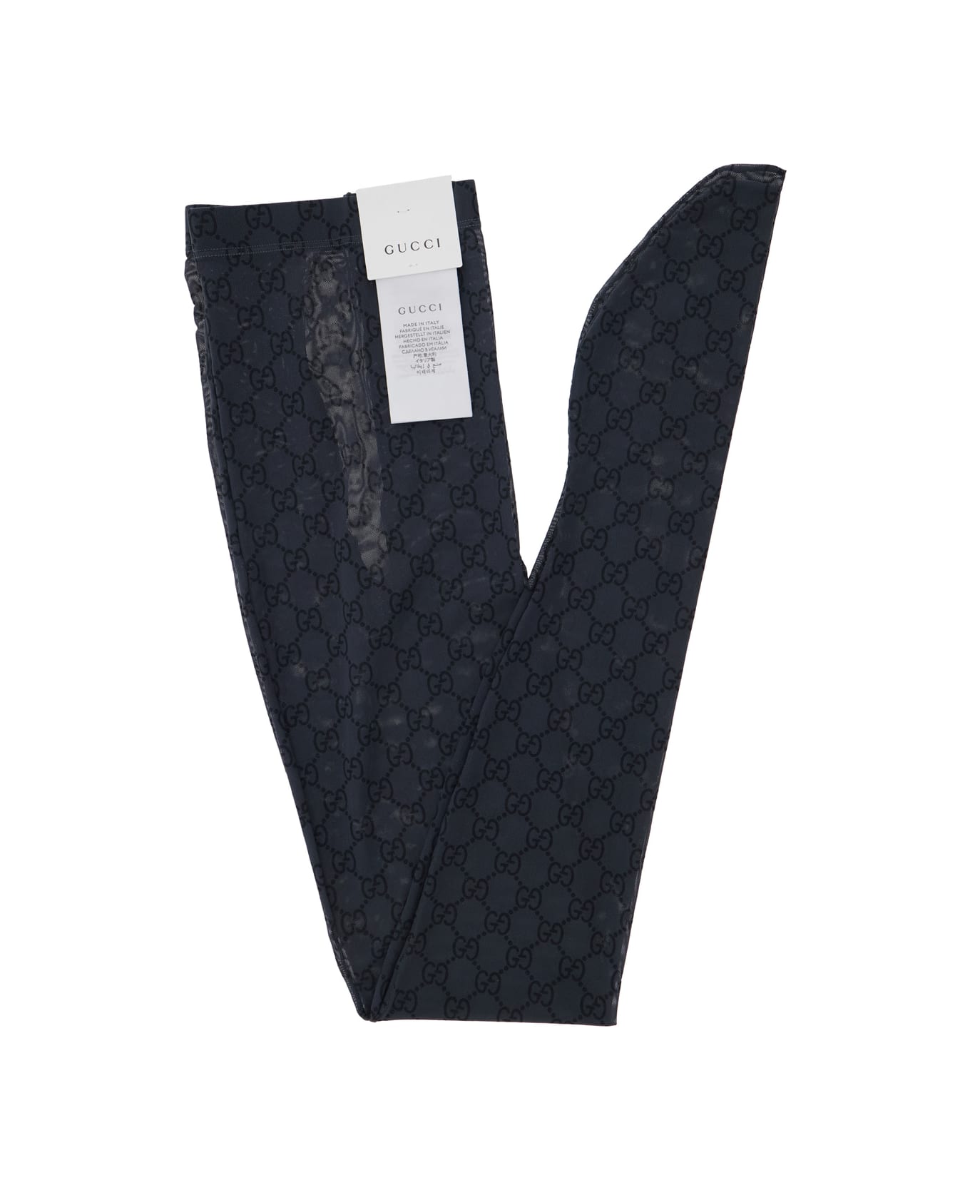 Gucci Grey Thights With All-over Gg Motif In Tech Fabric Stretch Woman - Grey