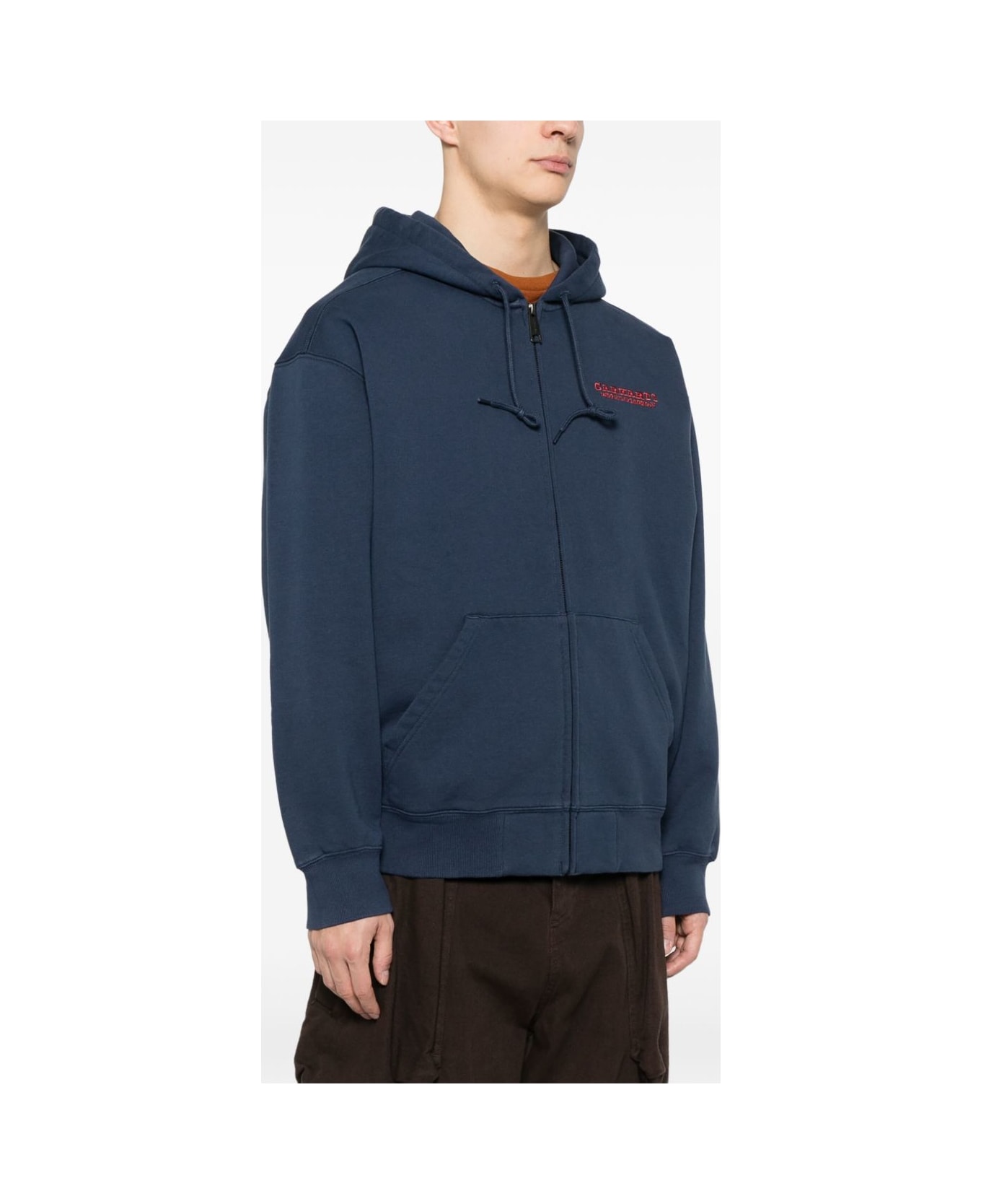 Carhartt WIP Logo Cotton Zipped Hoodie - Blue