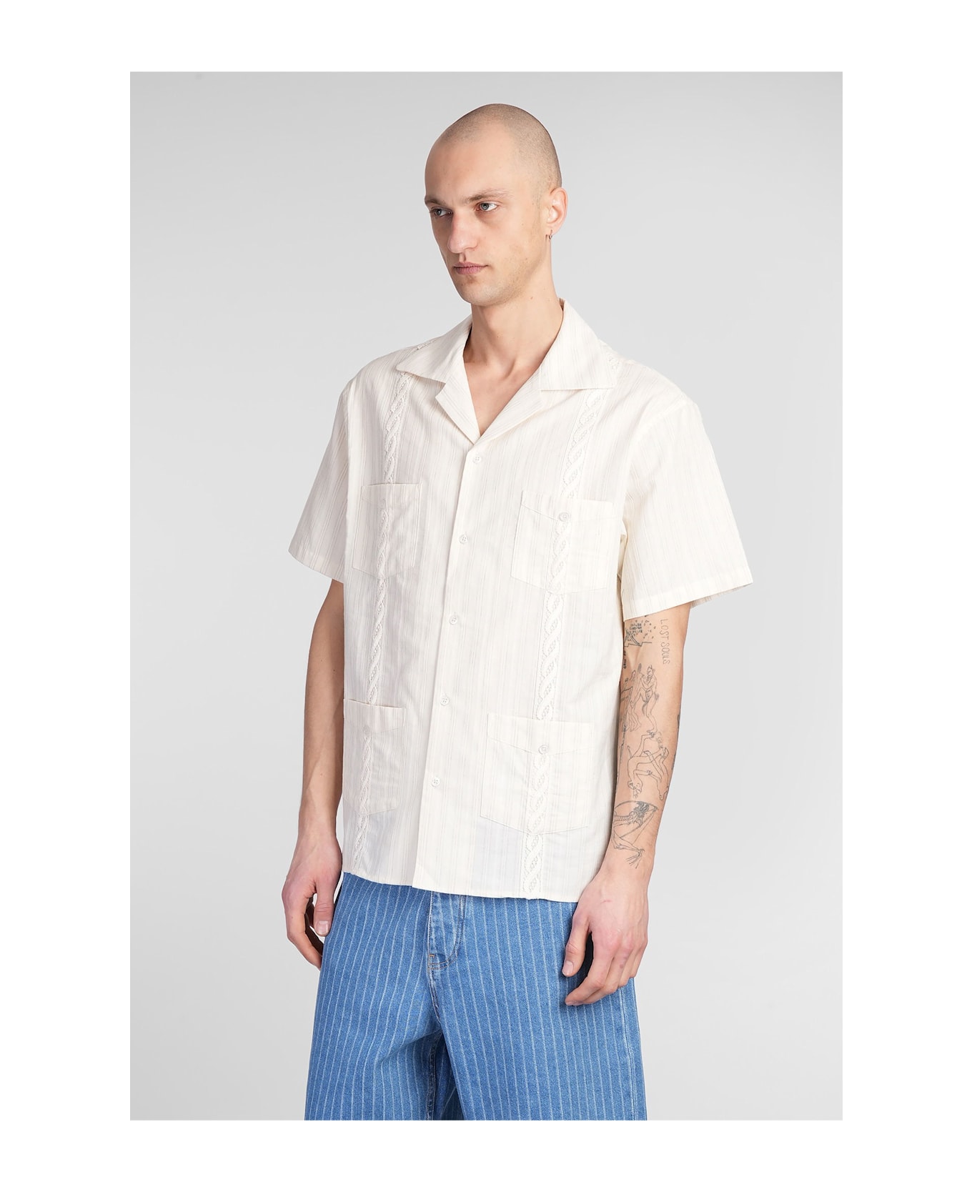 Drôle de Monsieur Shirt In Beige Cotton - beige