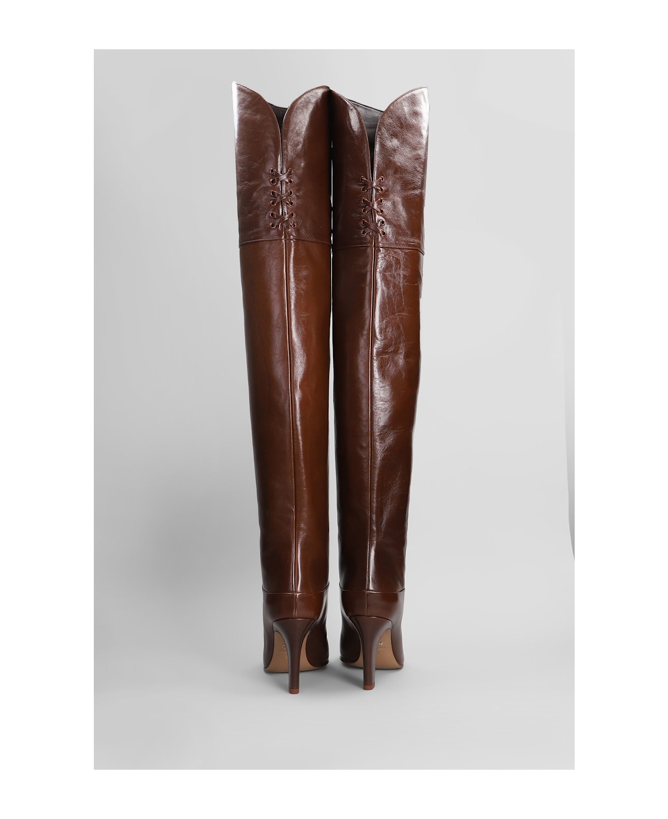 Chloé Eve High Heels Boots In Brown Leather - brown