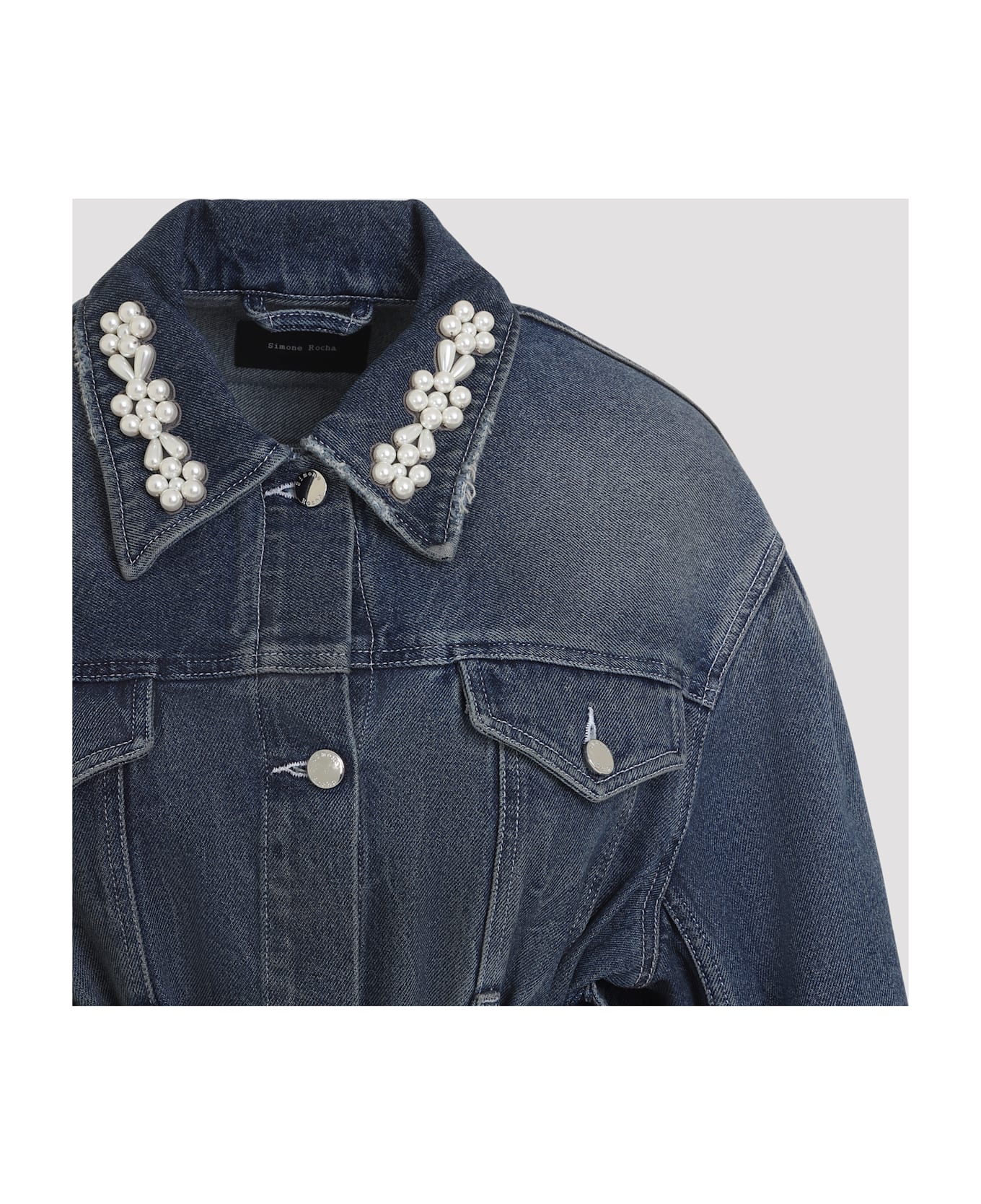 Simone Rocha Sculpted Belt Jacket - Distressed Blue Pearl