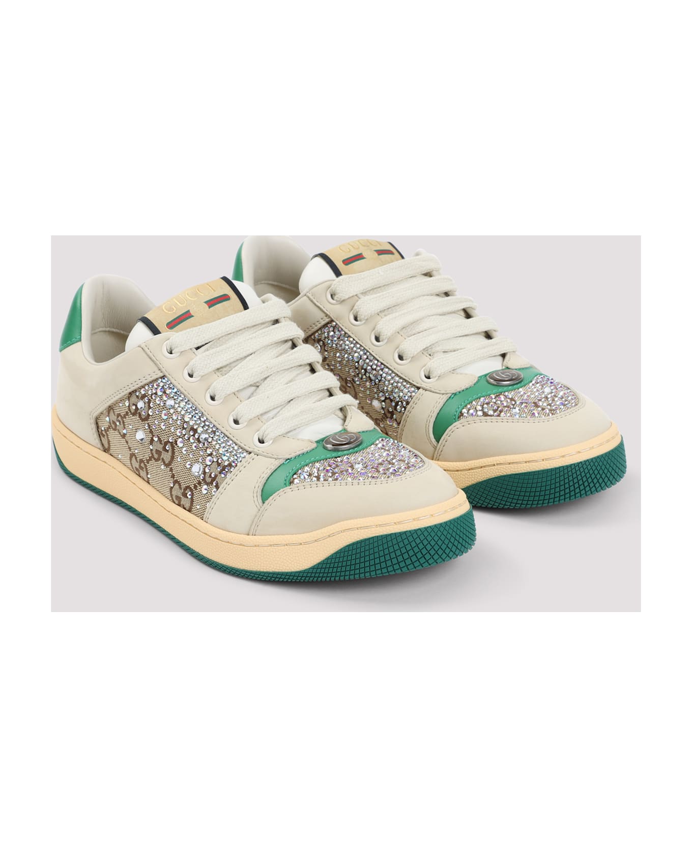 Gucci Screener Crystal Sneakers - White Crystal