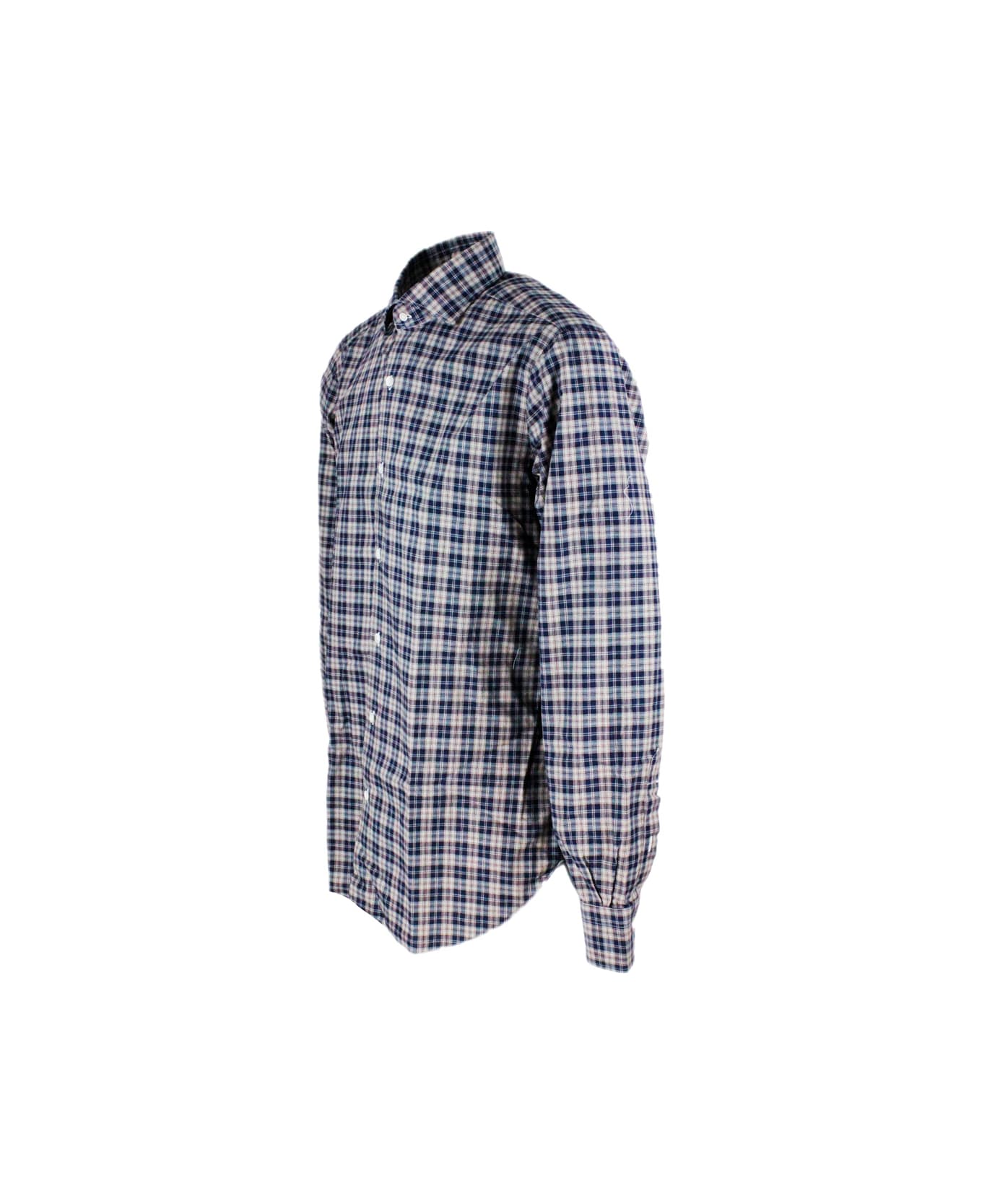 Barba Napoli Cult Shirt With Two-tone Checked Pattern - Blu シャツ