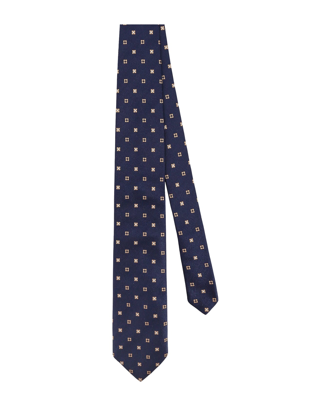 Brunello Cucinelli Square Motif Silk Tie - Blue