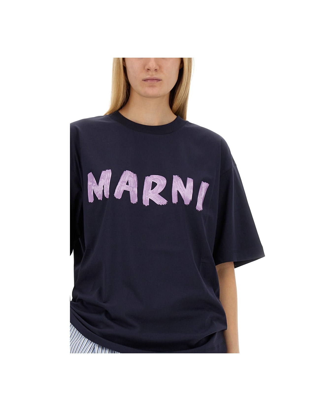 Marni T-shirt With Logo - BLUE