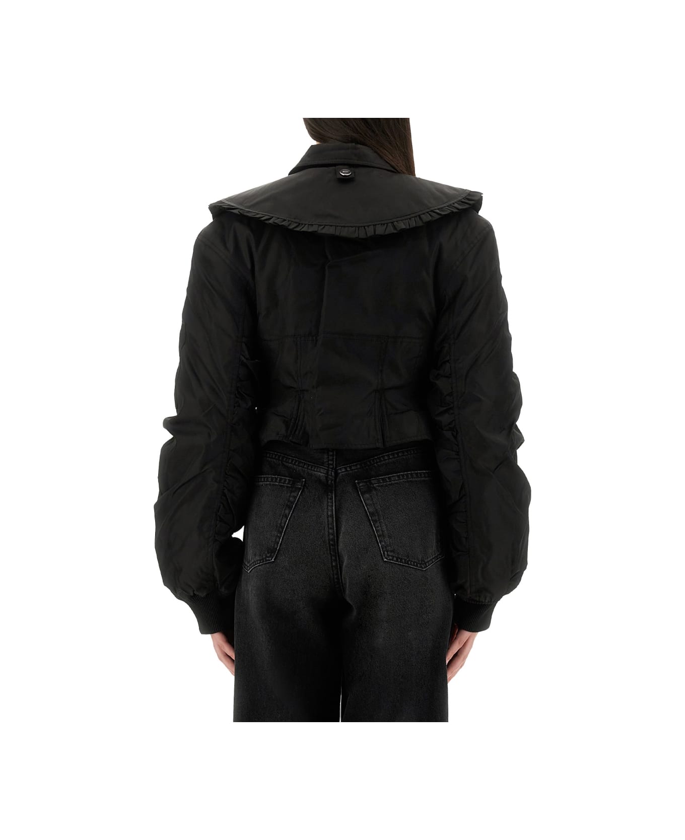 Ganni Nylon Fitted Jacket - BLACK