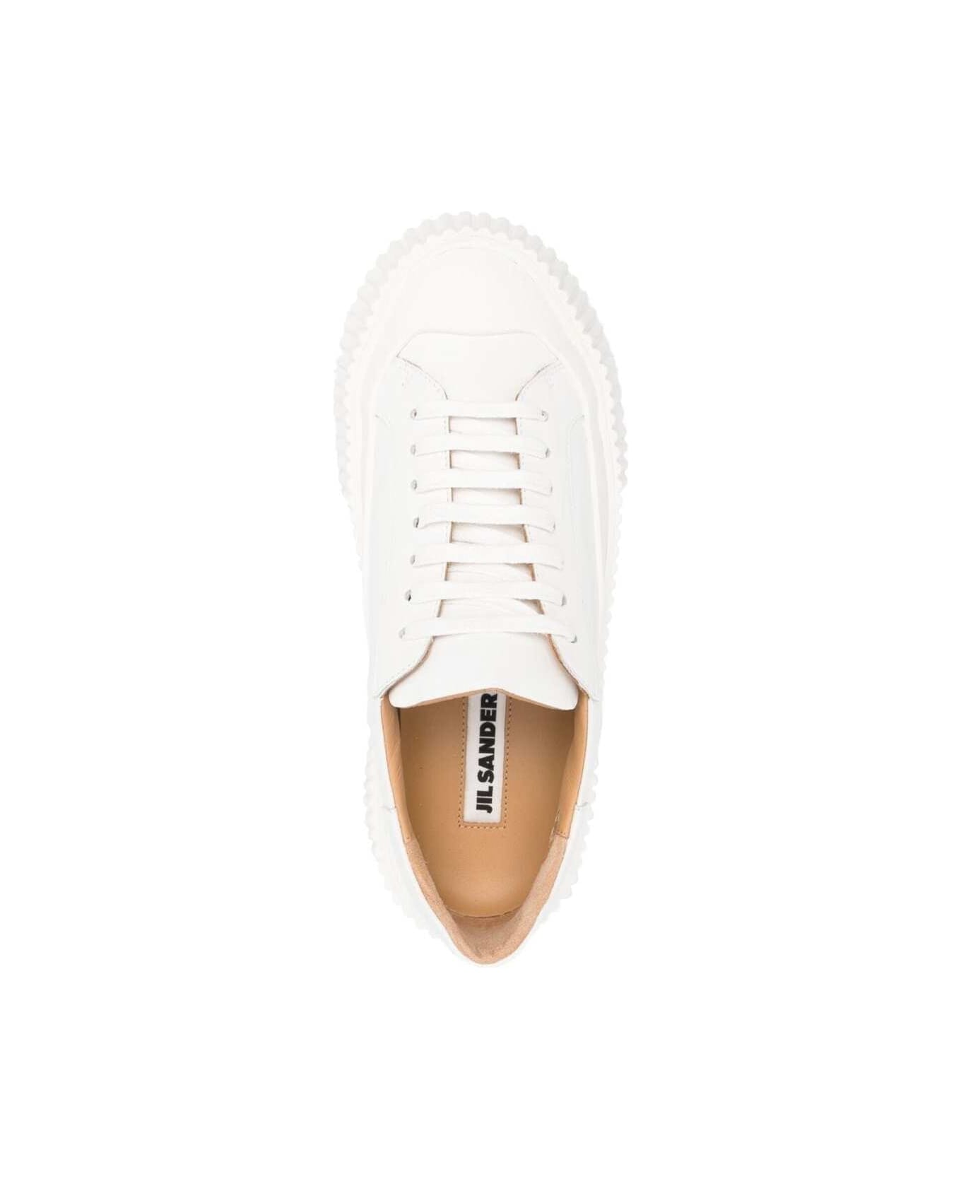Jil Sander White Leather Sneakers Jil Sander Woman - White ウェッジシューズ