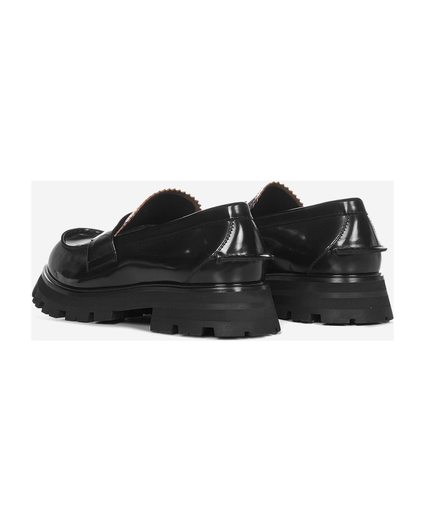 Alexander McQueen Leather Loafers With Metal Detail - Black Silver ローファー＆デッキシューズ