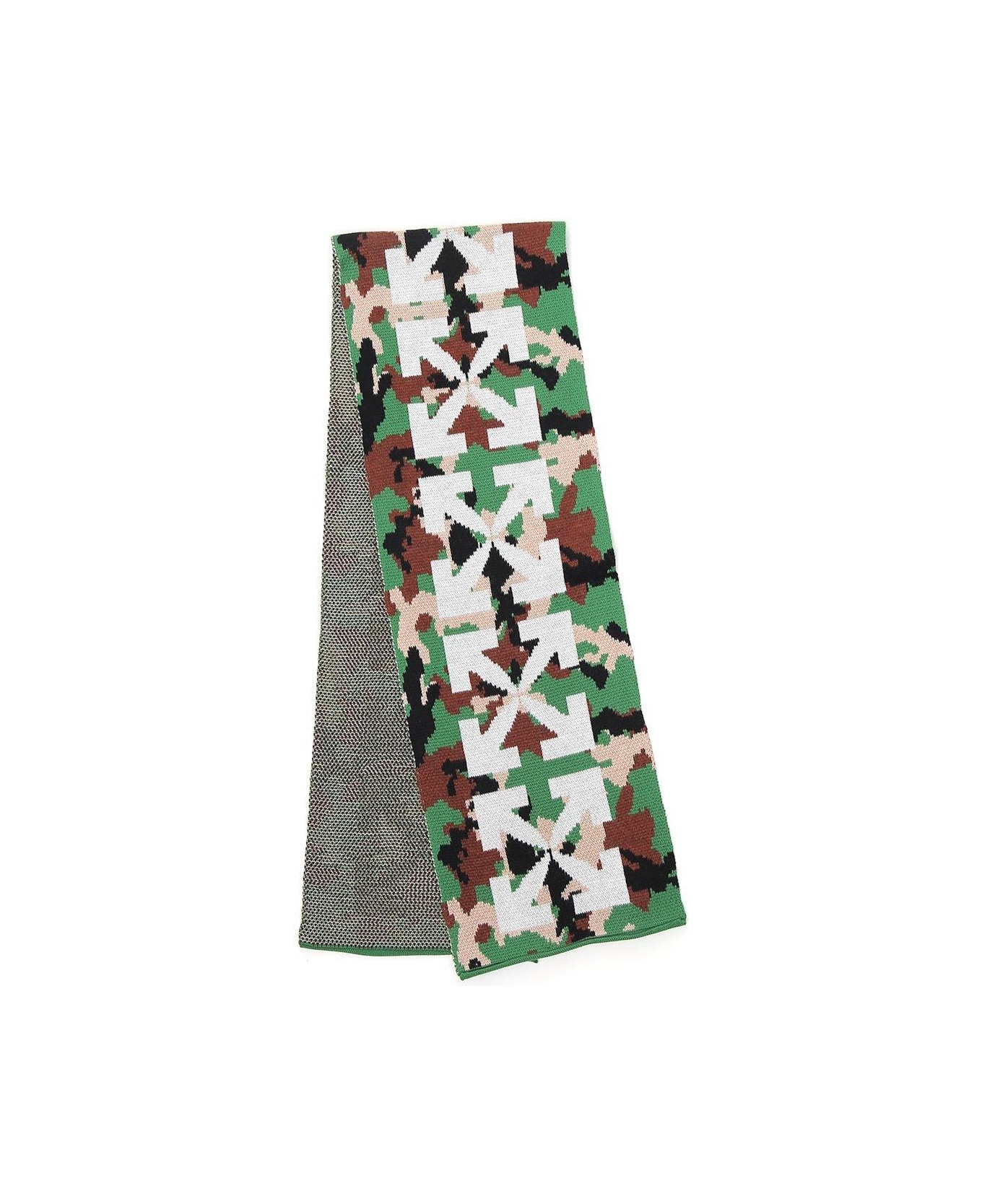 Off-White Finished Edge Camouflage-pattern Scarf - green