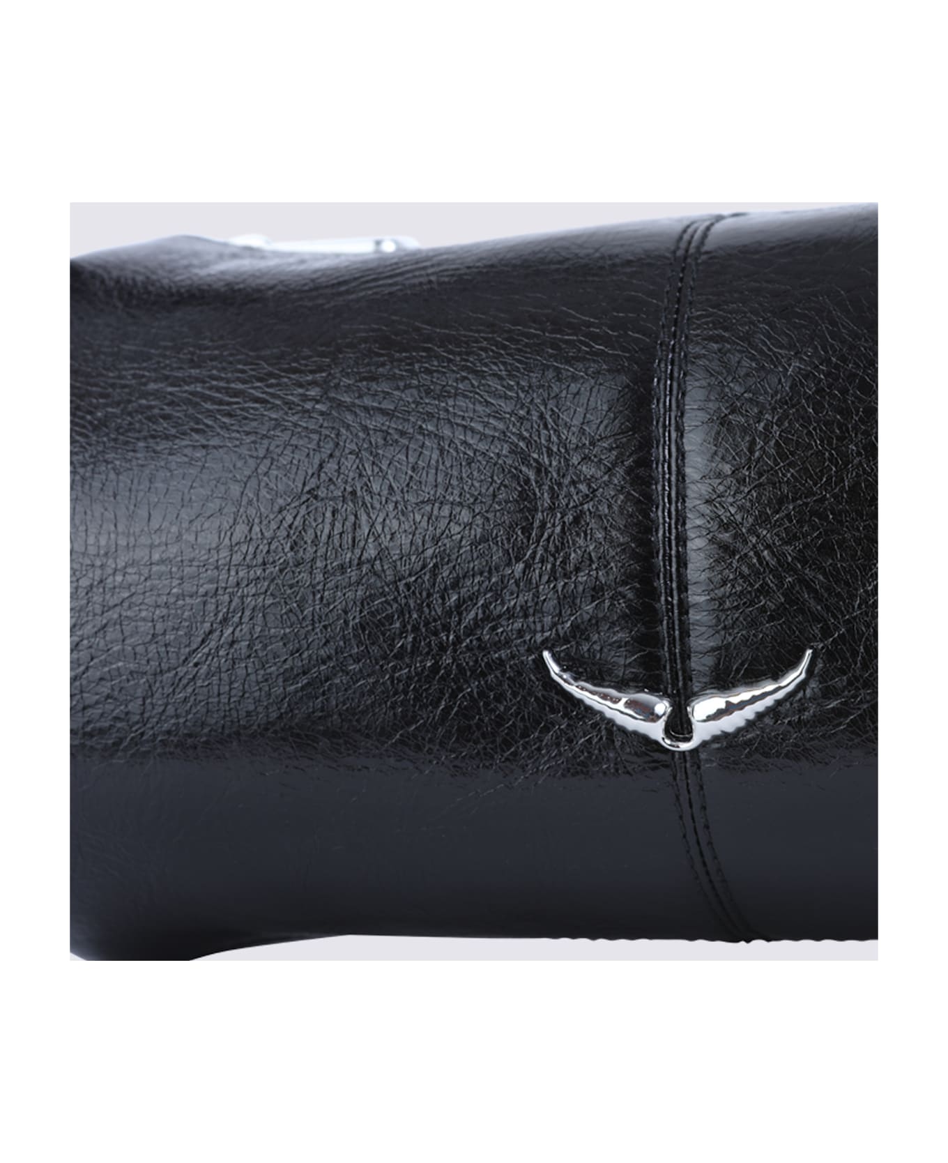 Zadig 
Voltaire Black Leather Doudou Vintage Patemt Shoulder Bag - Black
