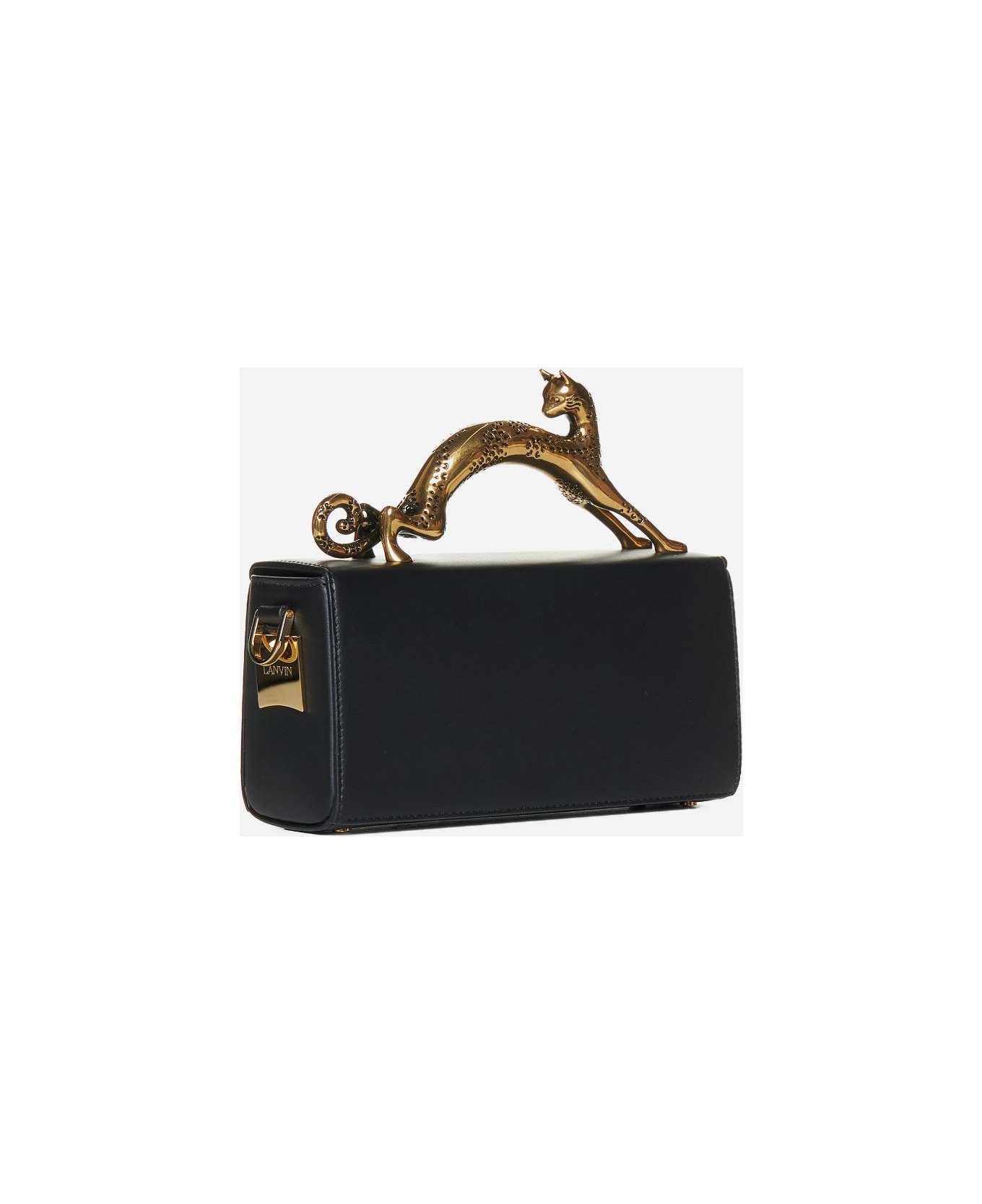 Lanvin Black Nano Pencil Cat Top Handle Bag - Black