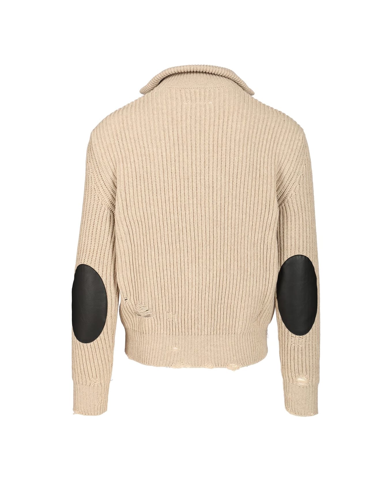 MM6 Maison Margiela Wool Blend Knitted Jacket - Beige