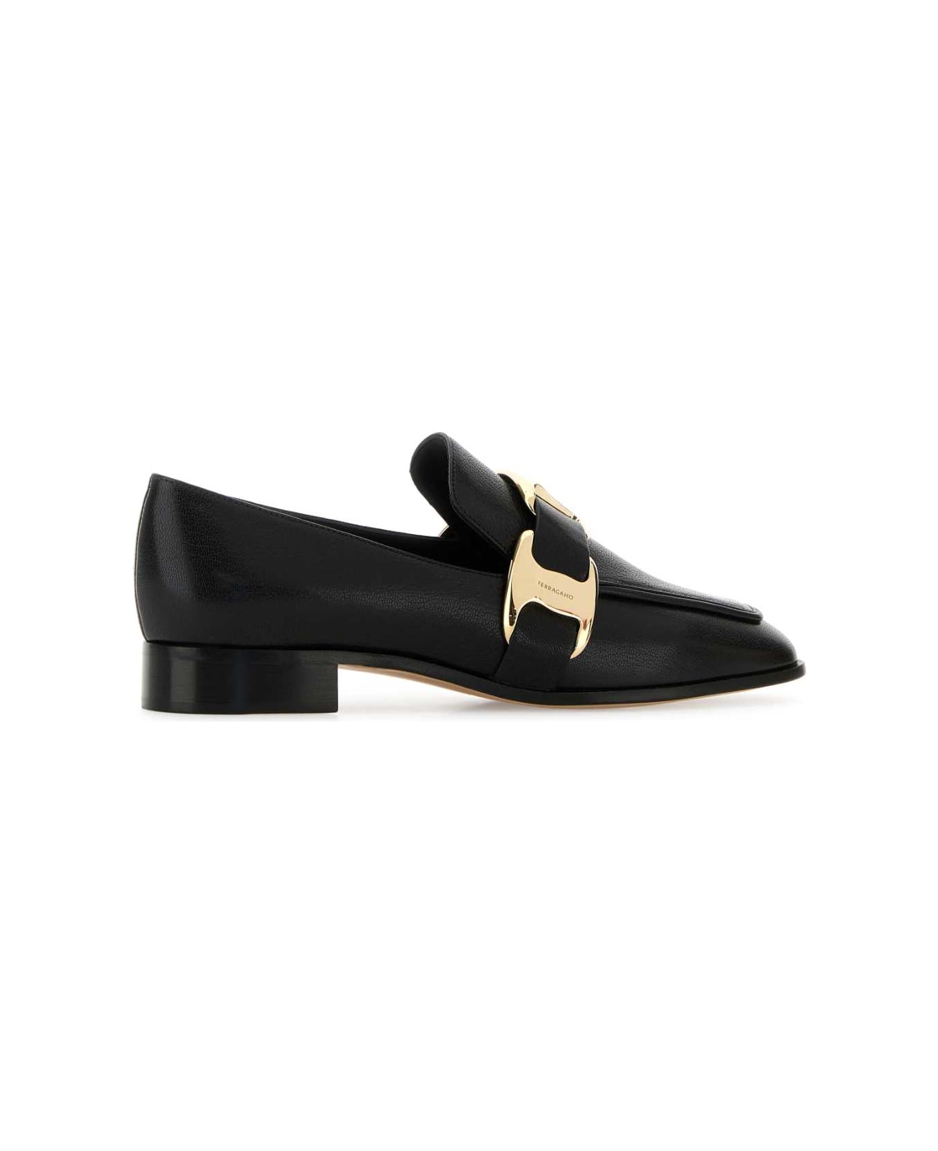 Ferragamo Black Leather Limania Loafers - NERONERONERO