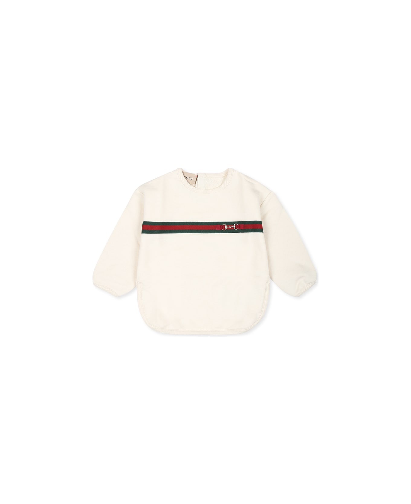 Gucci Ivory Sweatshirt For Baby Girl With Horsebit - Ivory