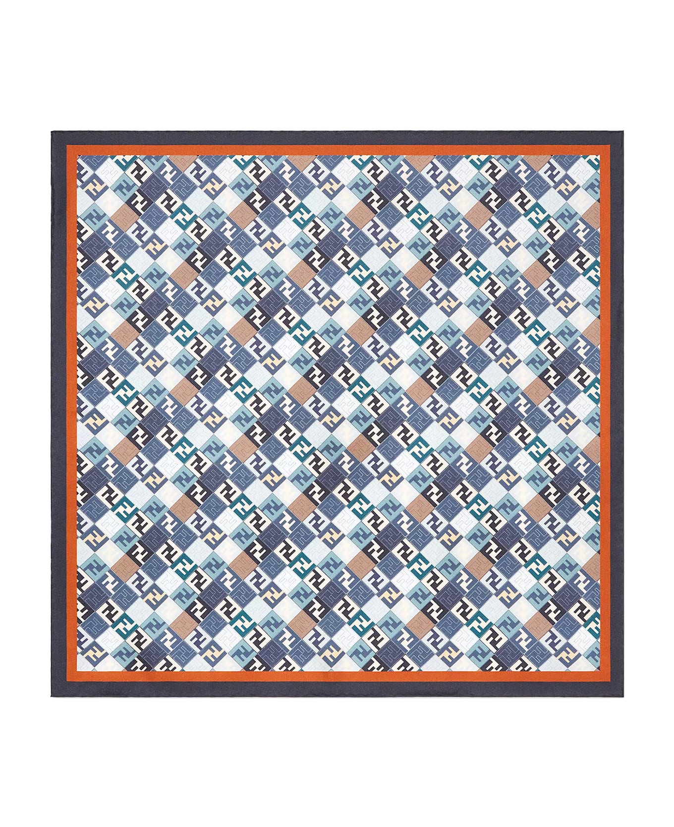 Fendi Silk Foulard With All-over Ff Logo - MIRTO+MULTICOLOR
