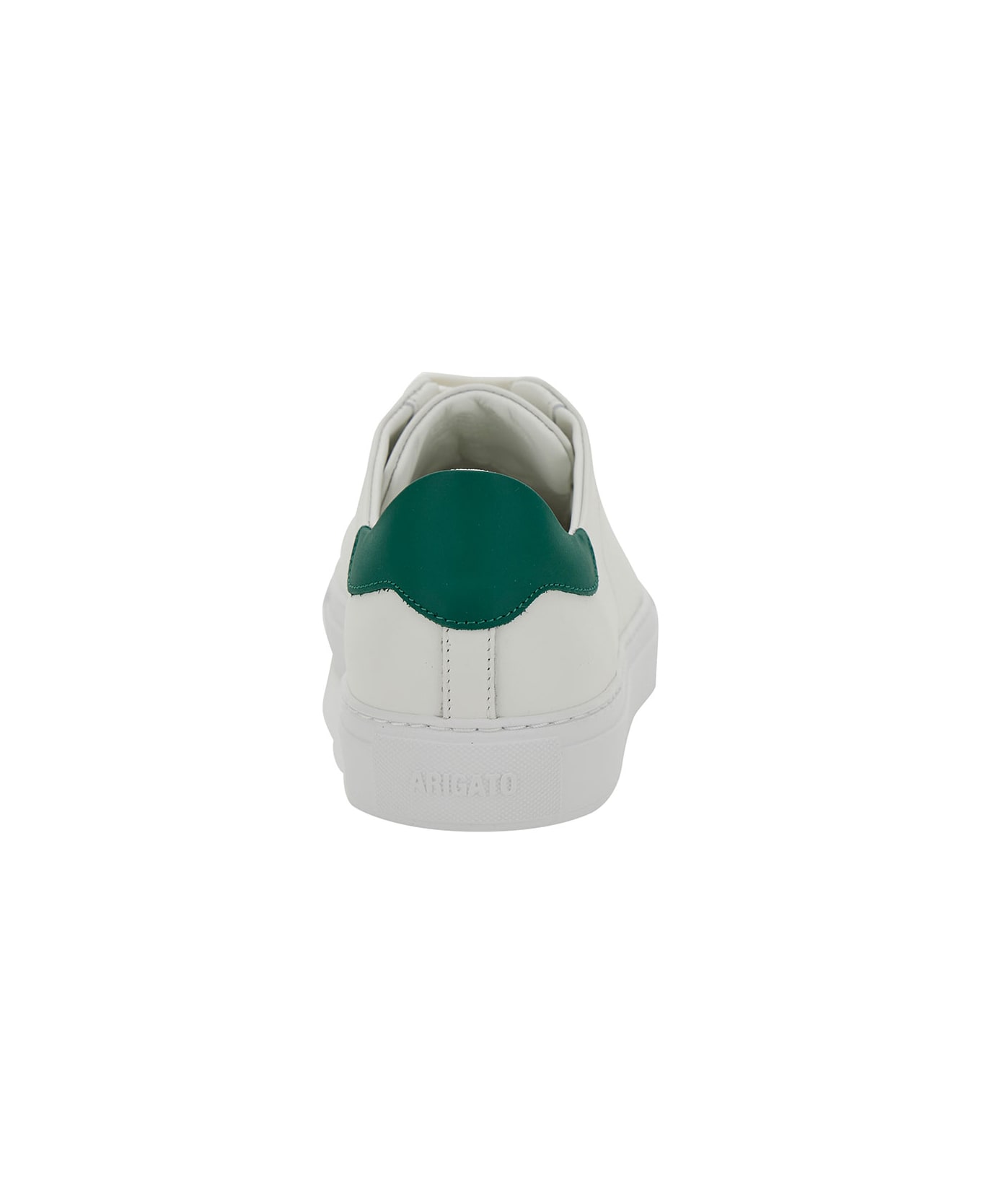 Axel Arigato 'clean 90' White Low Top Sneakers With Laminated Logo In Leather Man - White Green スニーカー