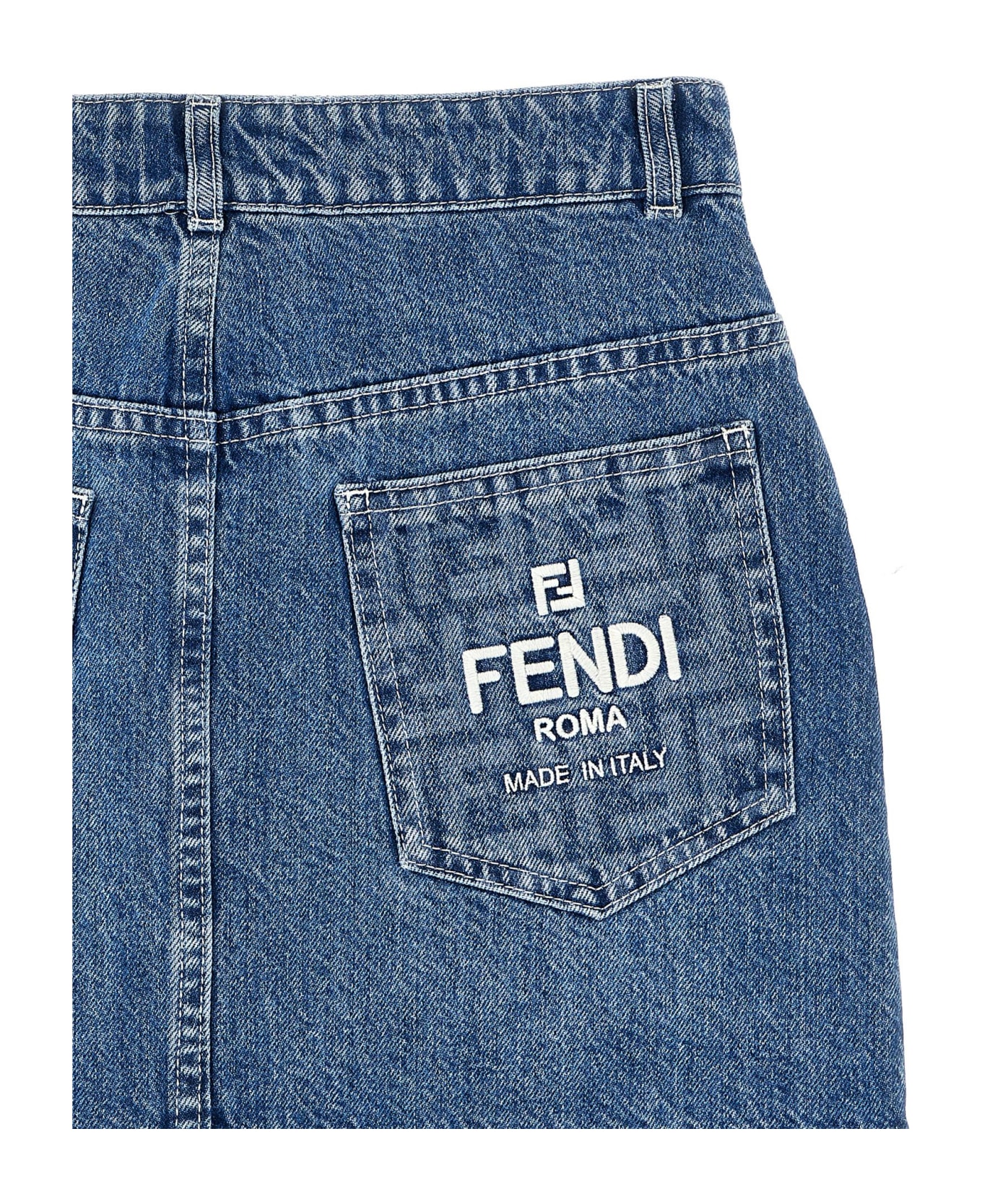 Fendi Tops Logo Embroidery Skirt - Blue