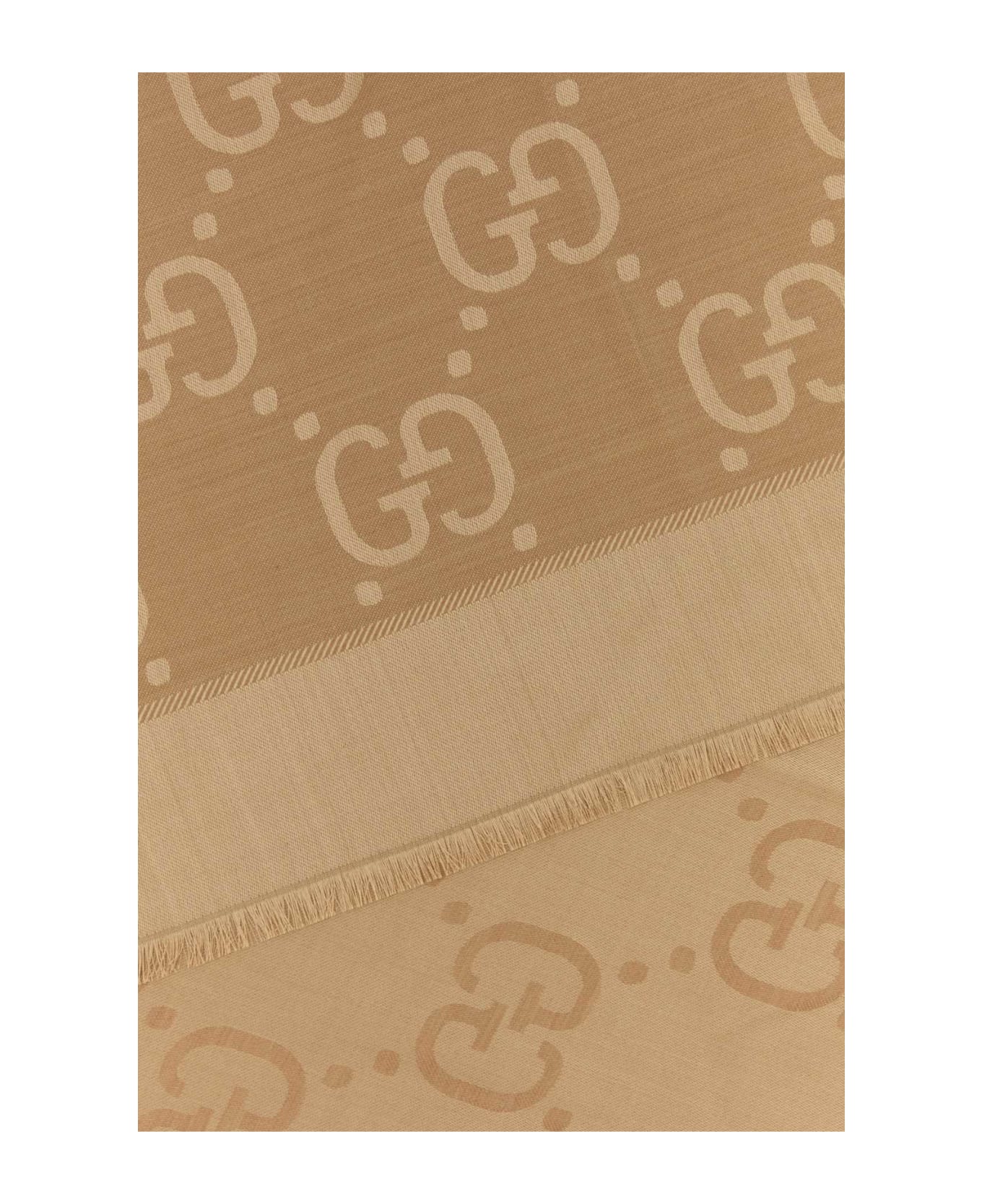 Gucci Camel Silk Blend Foulard - BROWN