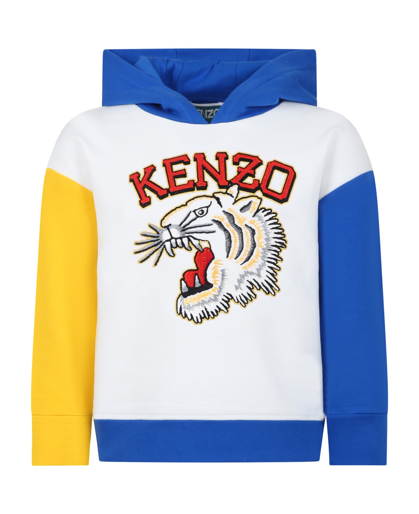 Kenzo Kids Multicolor Hooded Sweatshirt For Boy With Logo - Avorio ニットウェア＆スウェットシャツ