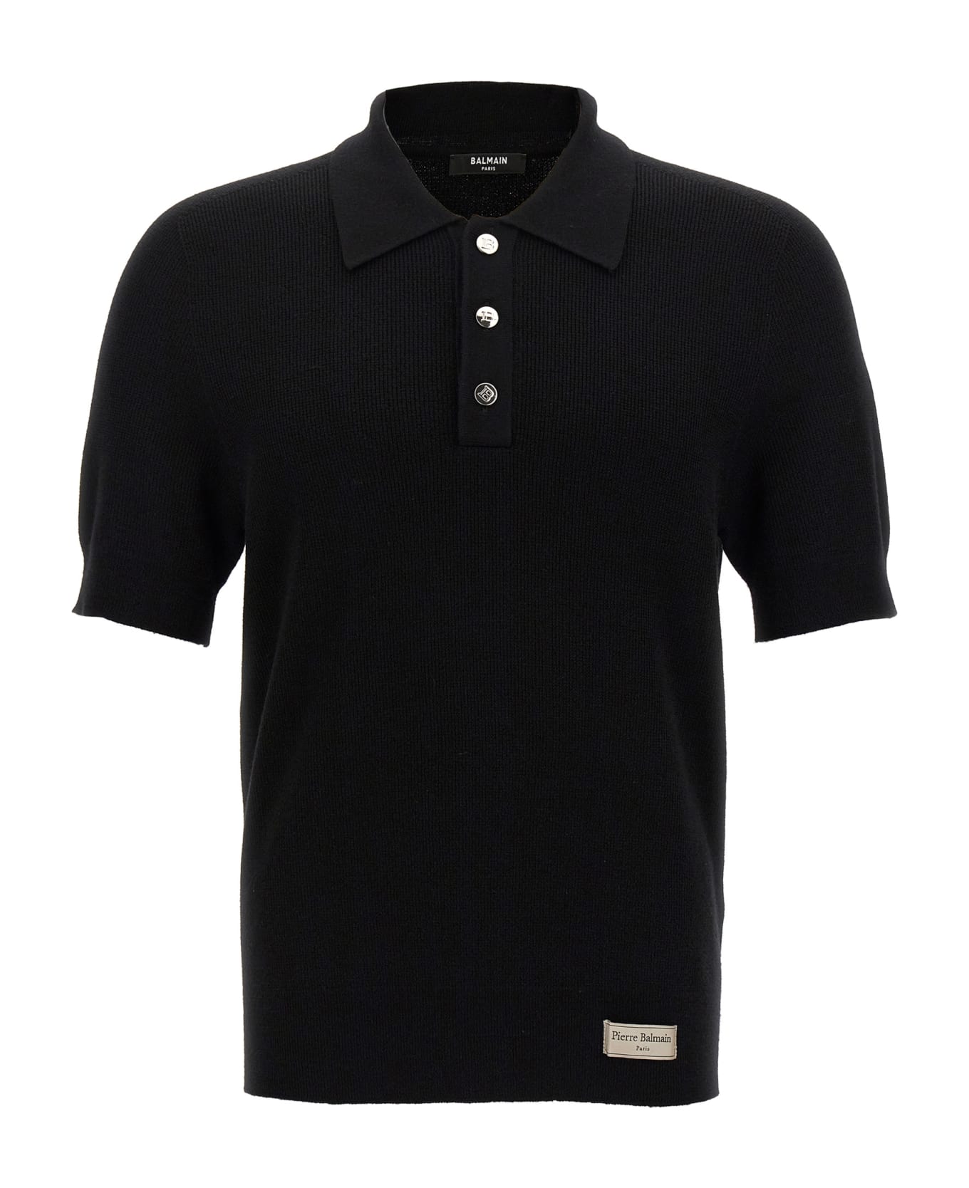 Balmain 'label' Polo Shirt - Black