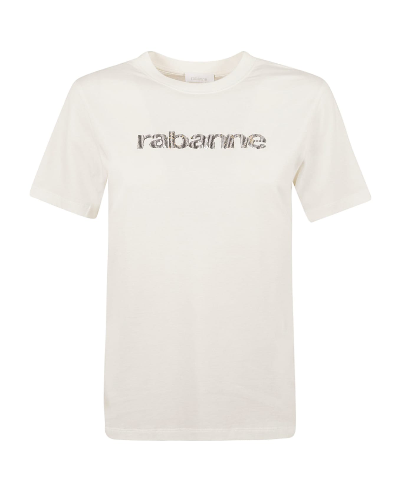 Paco Rabanne Embellished Logo Regular T-shirt - Coconut Milk