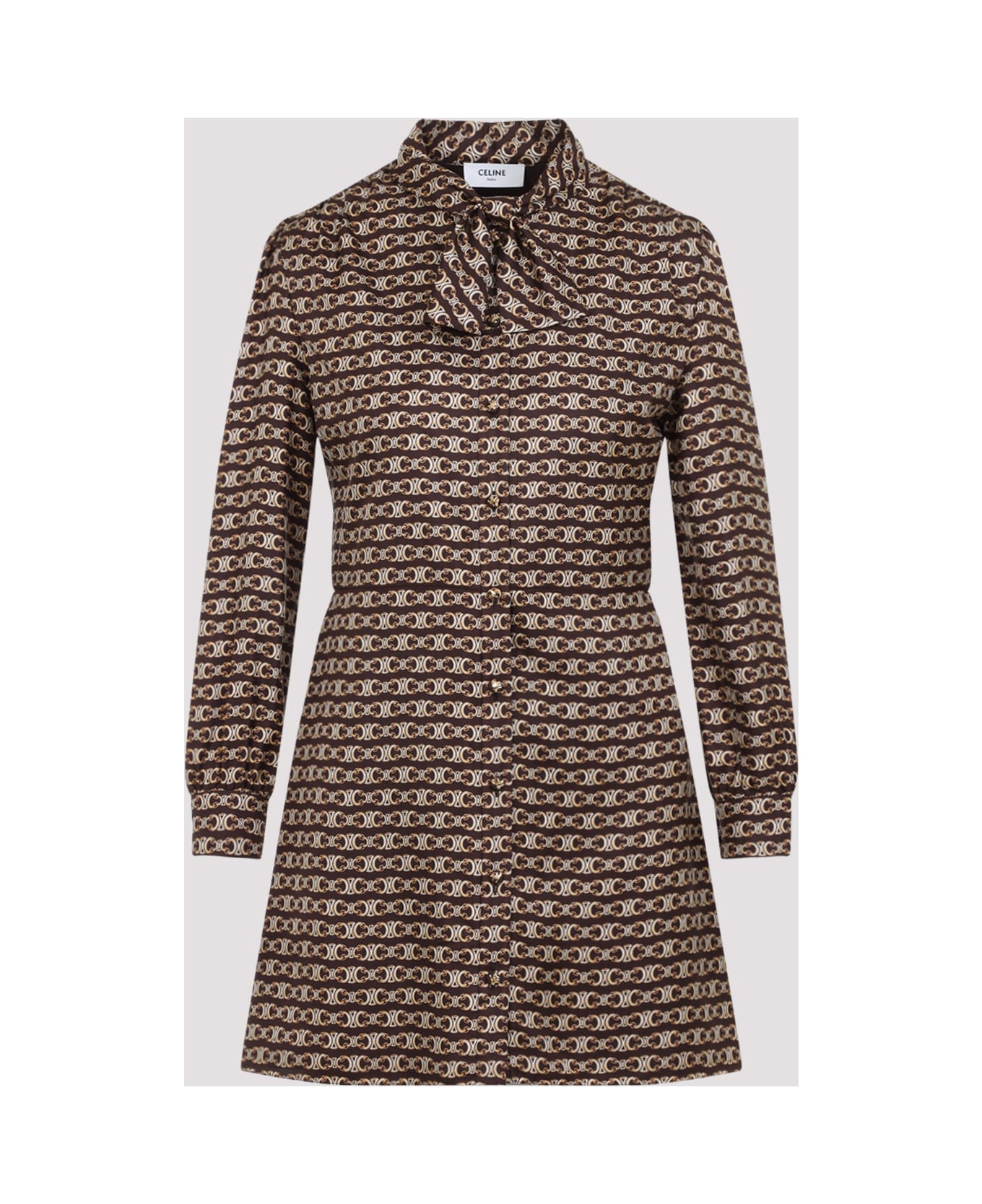 Celine Mini Robe Lavalliere Papillon - Fo Marron Fonce Or