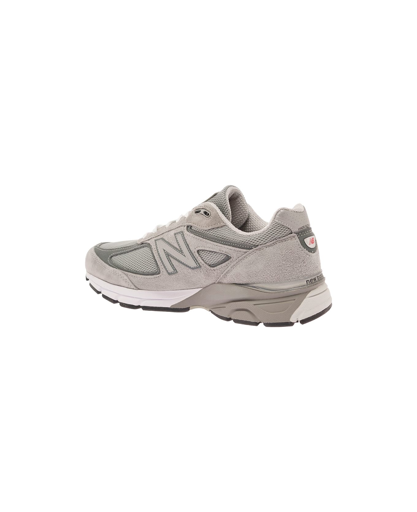 New Balance '990' Grey Low Top Sneakers With Logo Detail In Leather And Suede Man - Grey