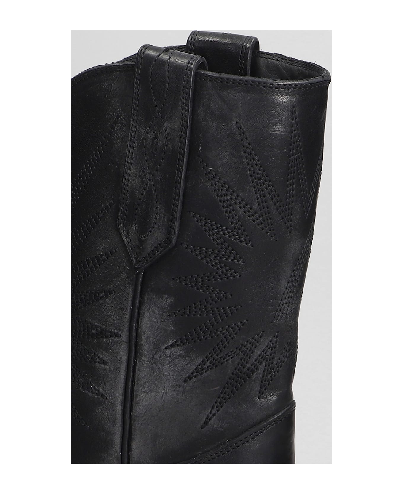 Golden Goose 70 Wish Star Texan Boots In Black Leather - black