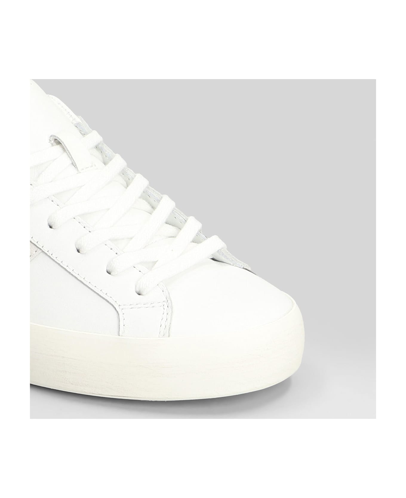 D.A.T.E. Hill Low Calf Sneakers In White Leather - Wb White Black