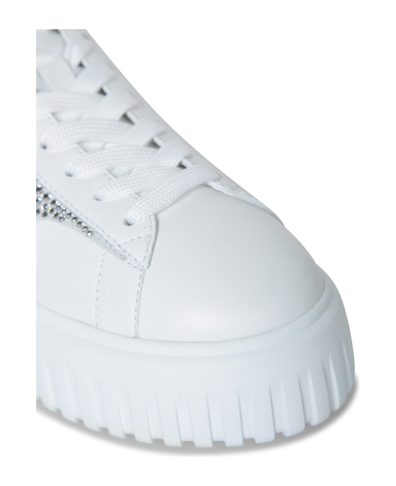 Hogan H-stripes Strass White Sneakers - White