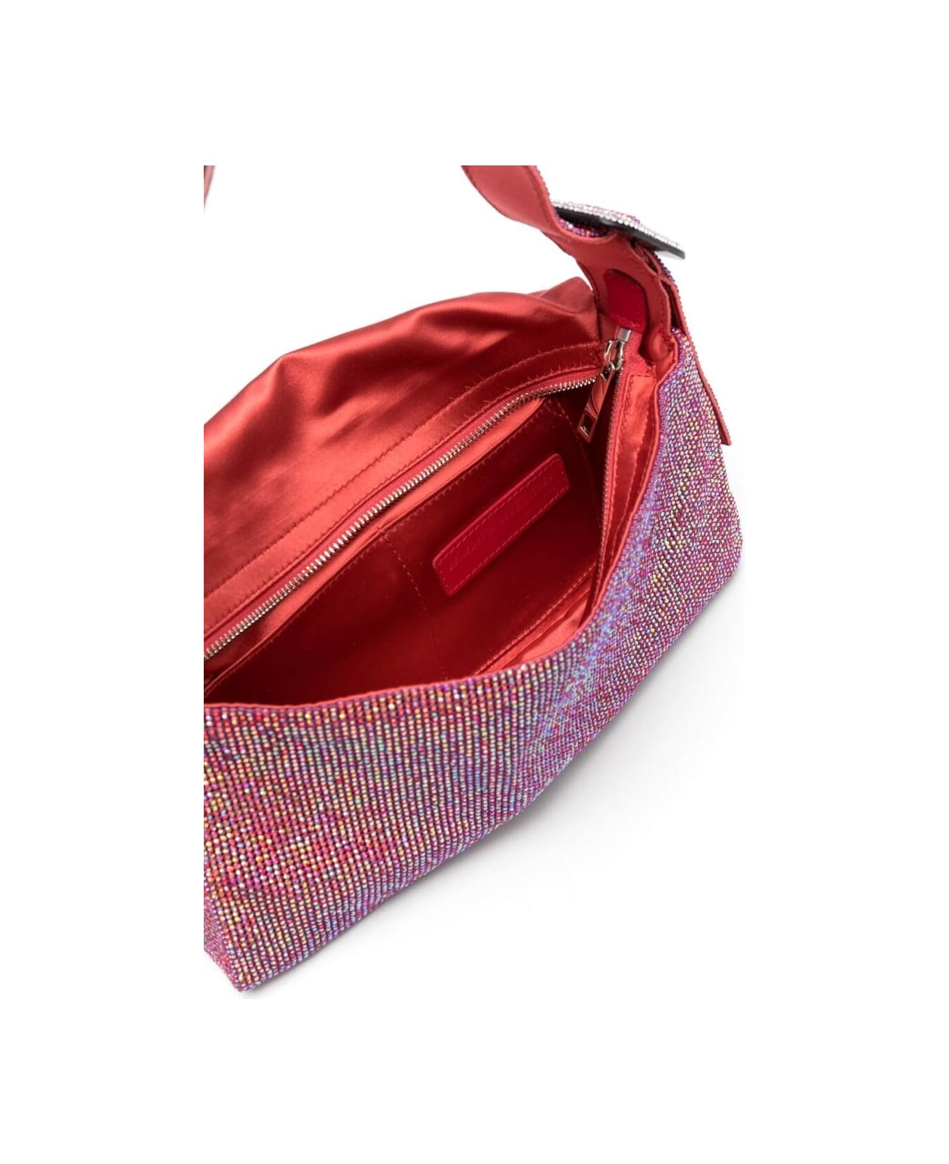Benedetta Bruzziches Vitty La Grande Shoulder Bag With All-over Crystal Embellishment In Rhinestone Mesh Woman - Fuxia トートバッグ