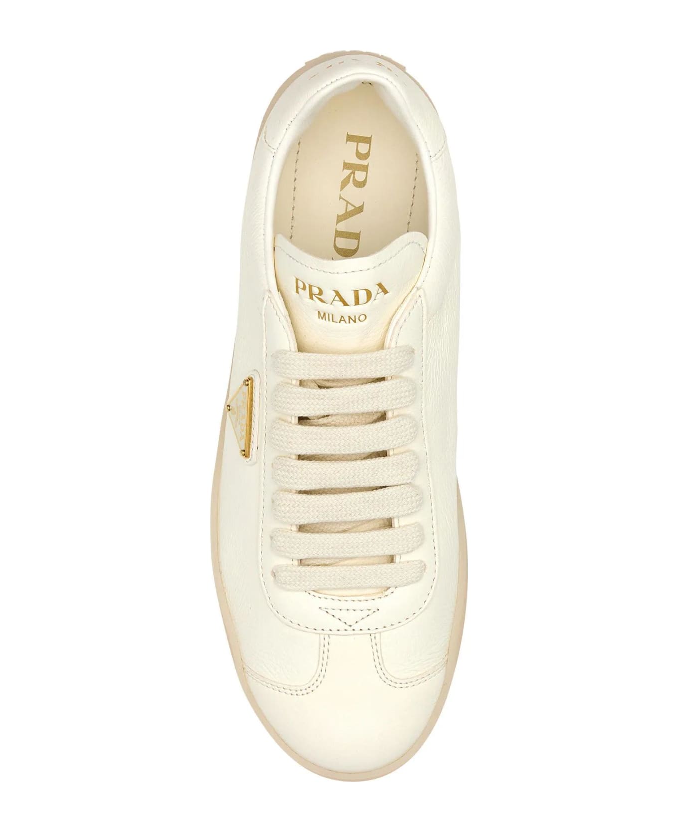 Prada Ivory Leather Downtown Sneakers - AVORIO