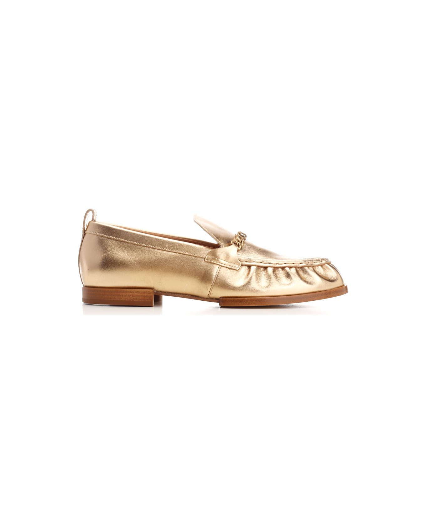 Tod's Leather Loafers - Gold フラットシューズ