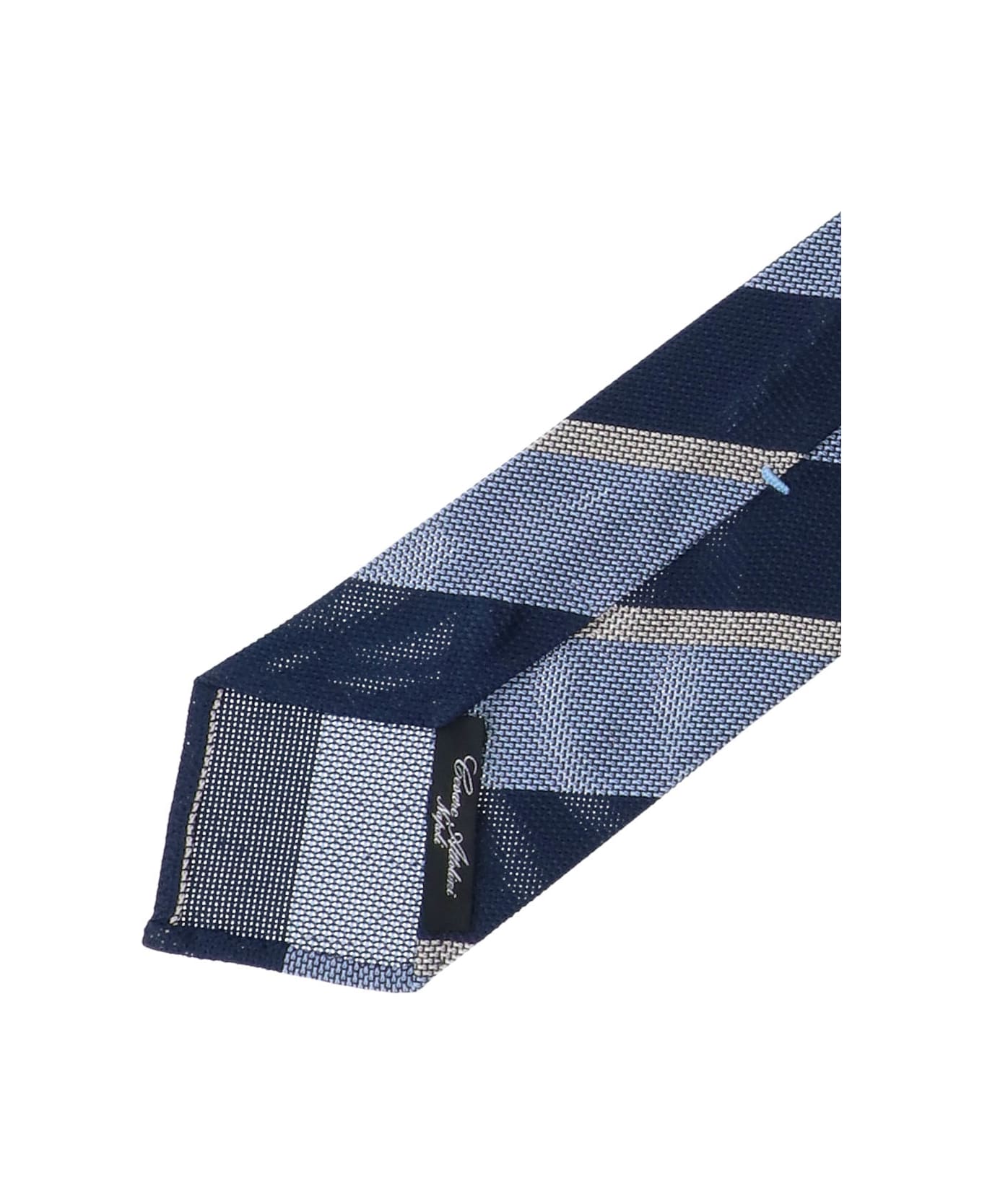 Cesare Attolini Striped Silk Tie - Light Blue
