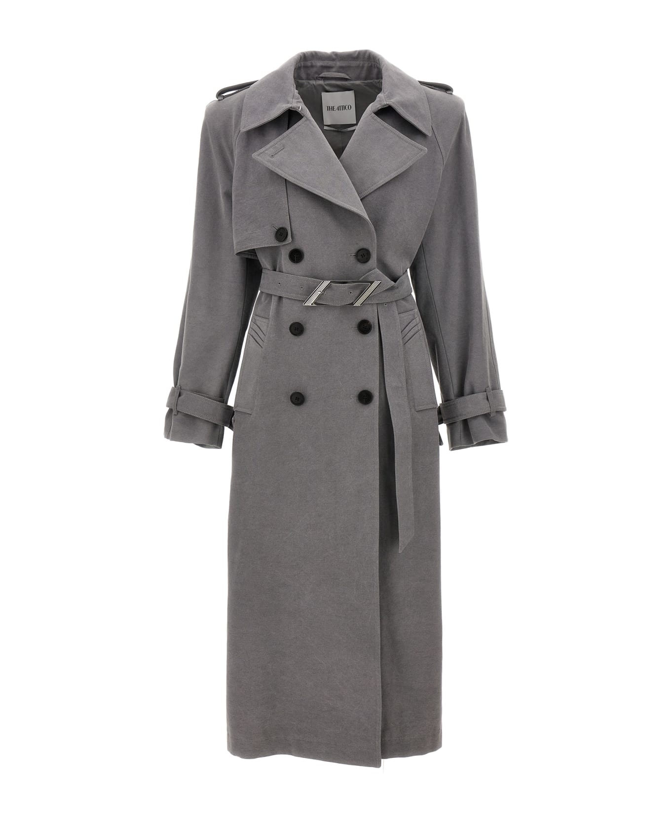 The Attico Double-breasted Trench Coat - Gray