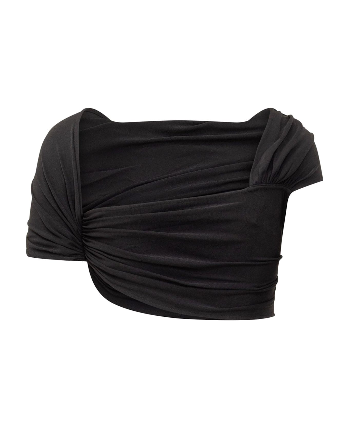 Casablanca Crepe Draped Crop Top - Nero