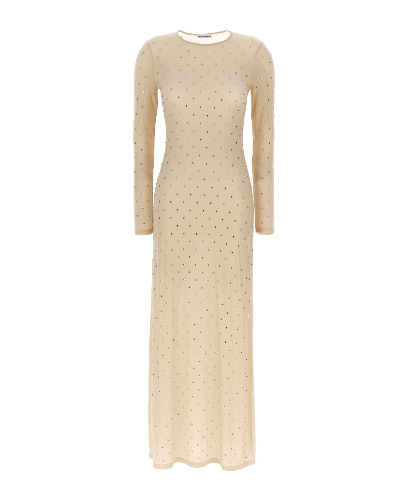 Paco Rabanne Long Mesh Rhinestone Dress - Beige