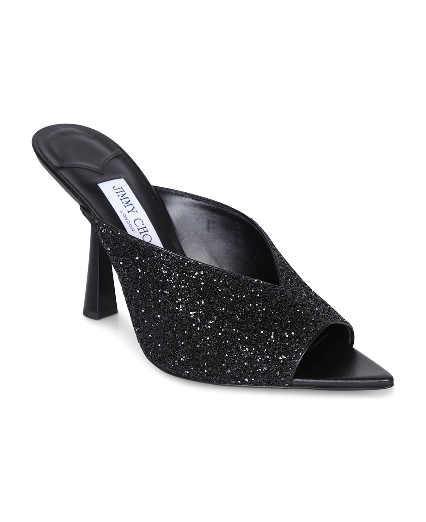 Jimmy Choo Maryanne 100 Glitter Black Sandals - Black