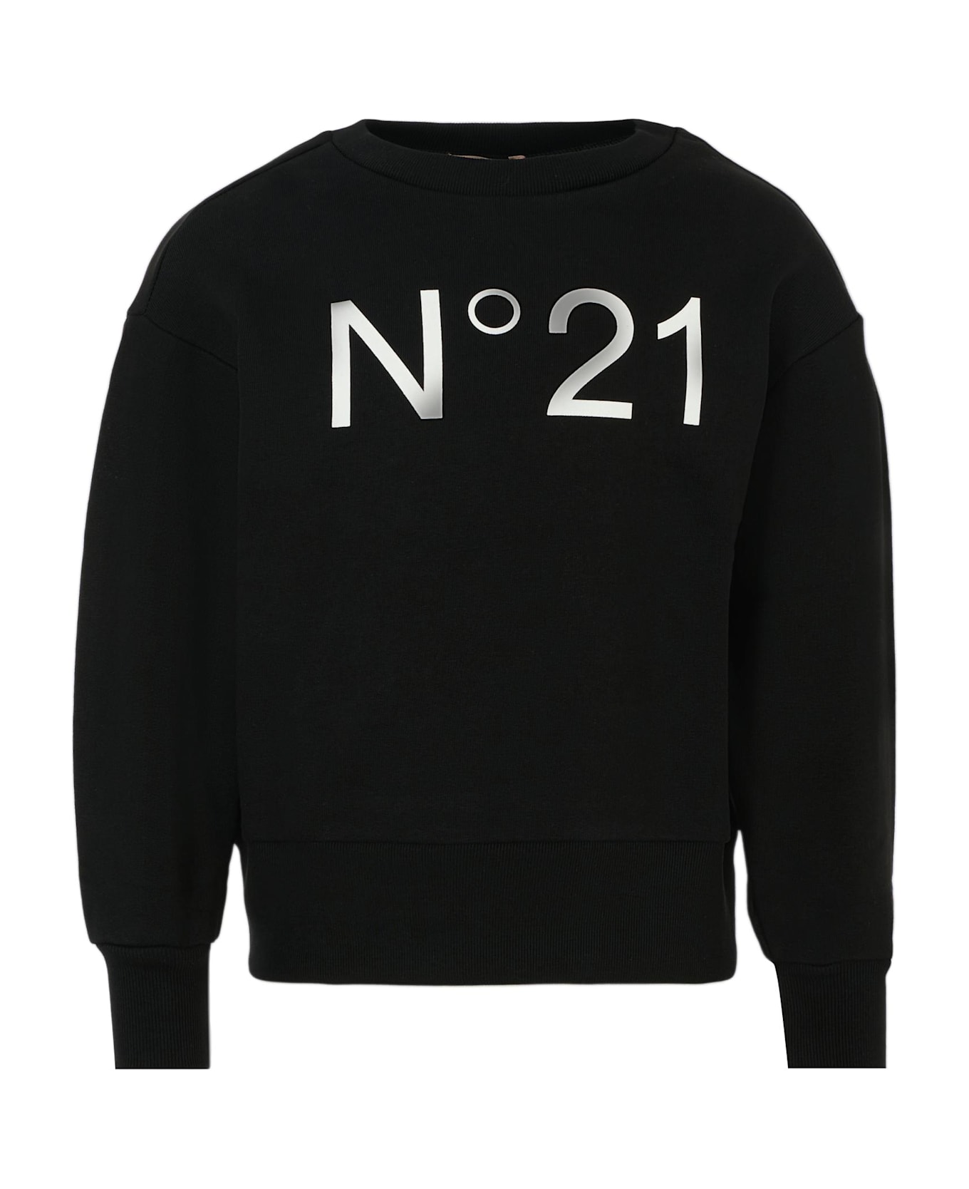 N.21 Black Sweatshirt For Girl With Logo - Black