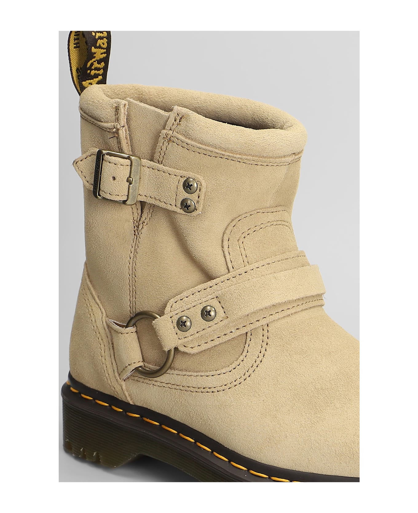 Dr. Martens Anistone Hrns Low Heels Ankle Boots In Beige Suede - beige