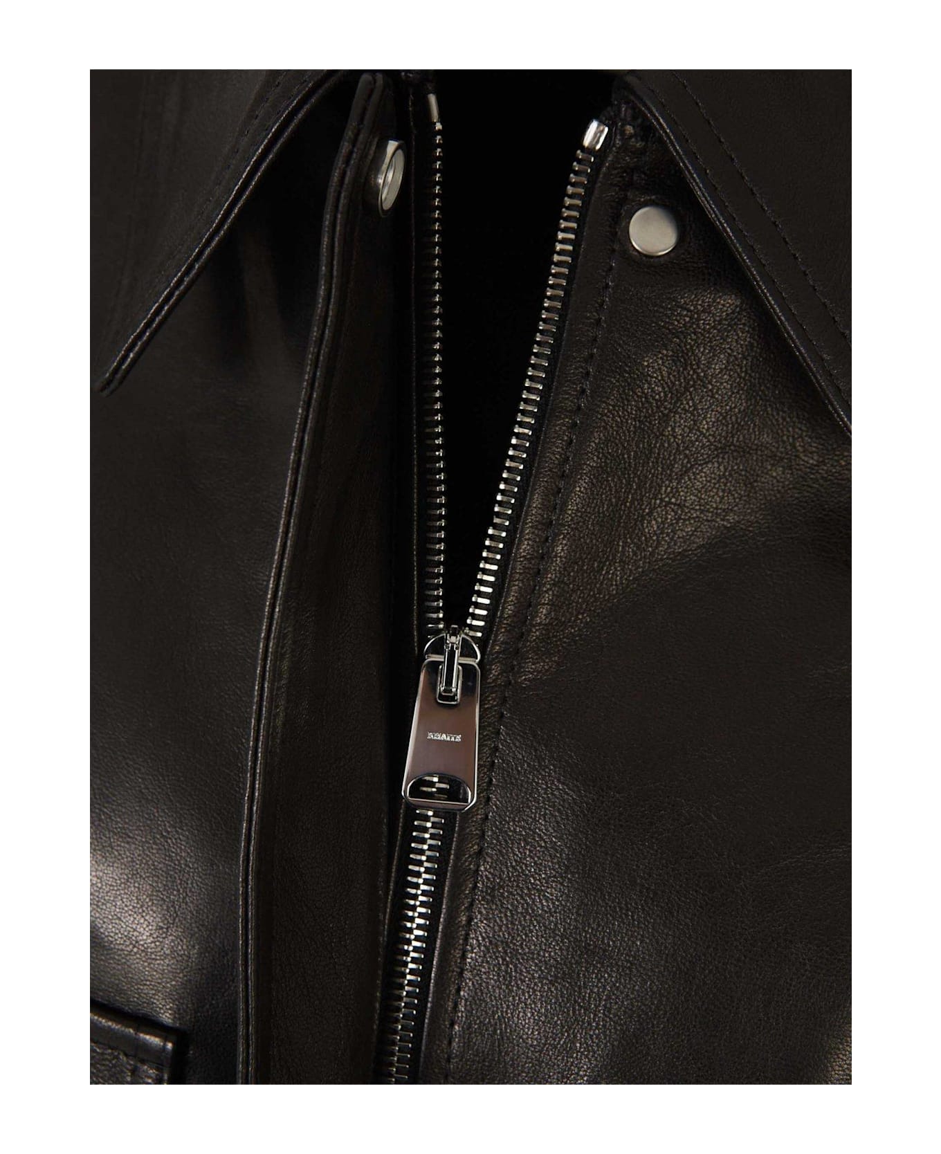 Khaite The Cordelia Long-sleeved Leather Jacket - BLACK