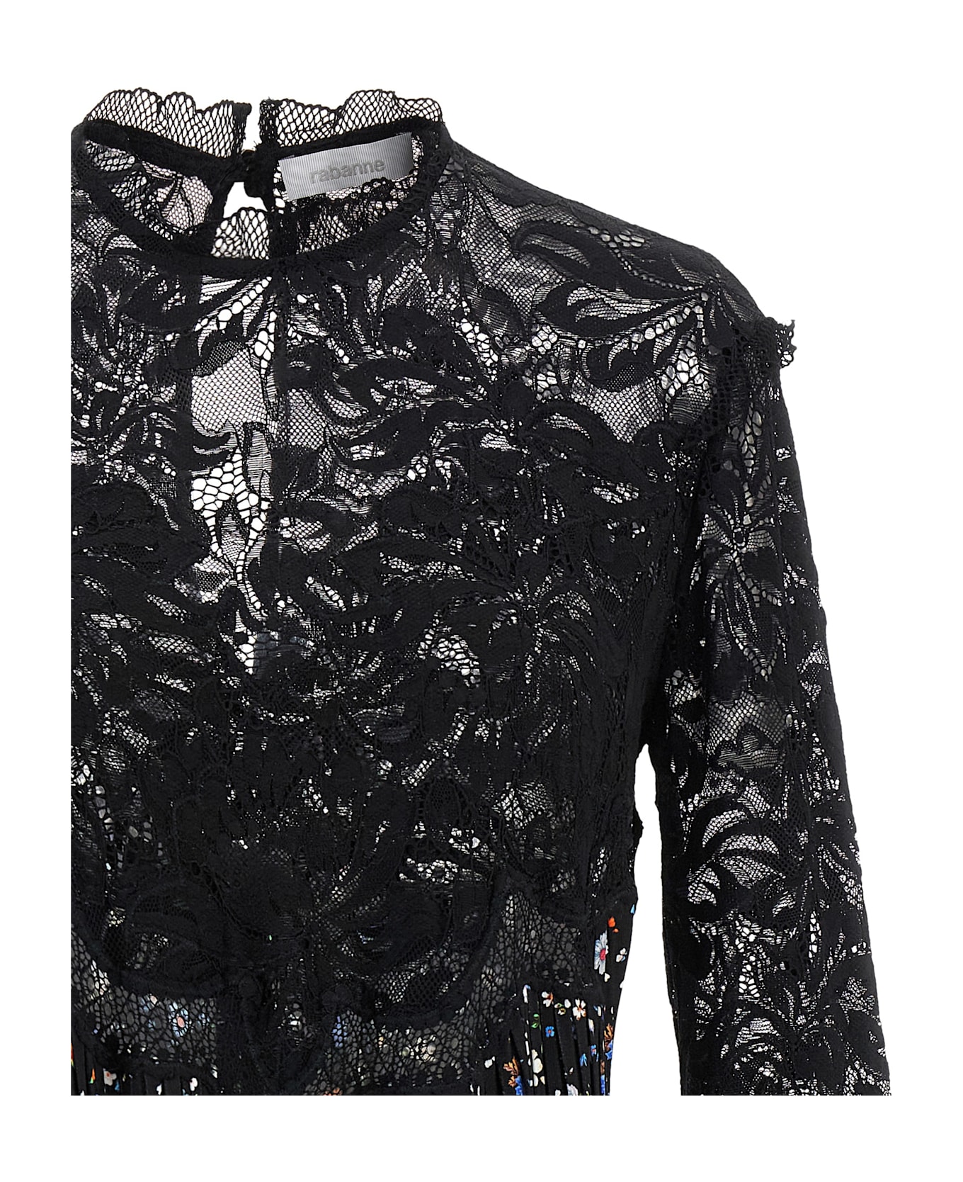 Paco Rabanne Floral Lace Dress - Black  