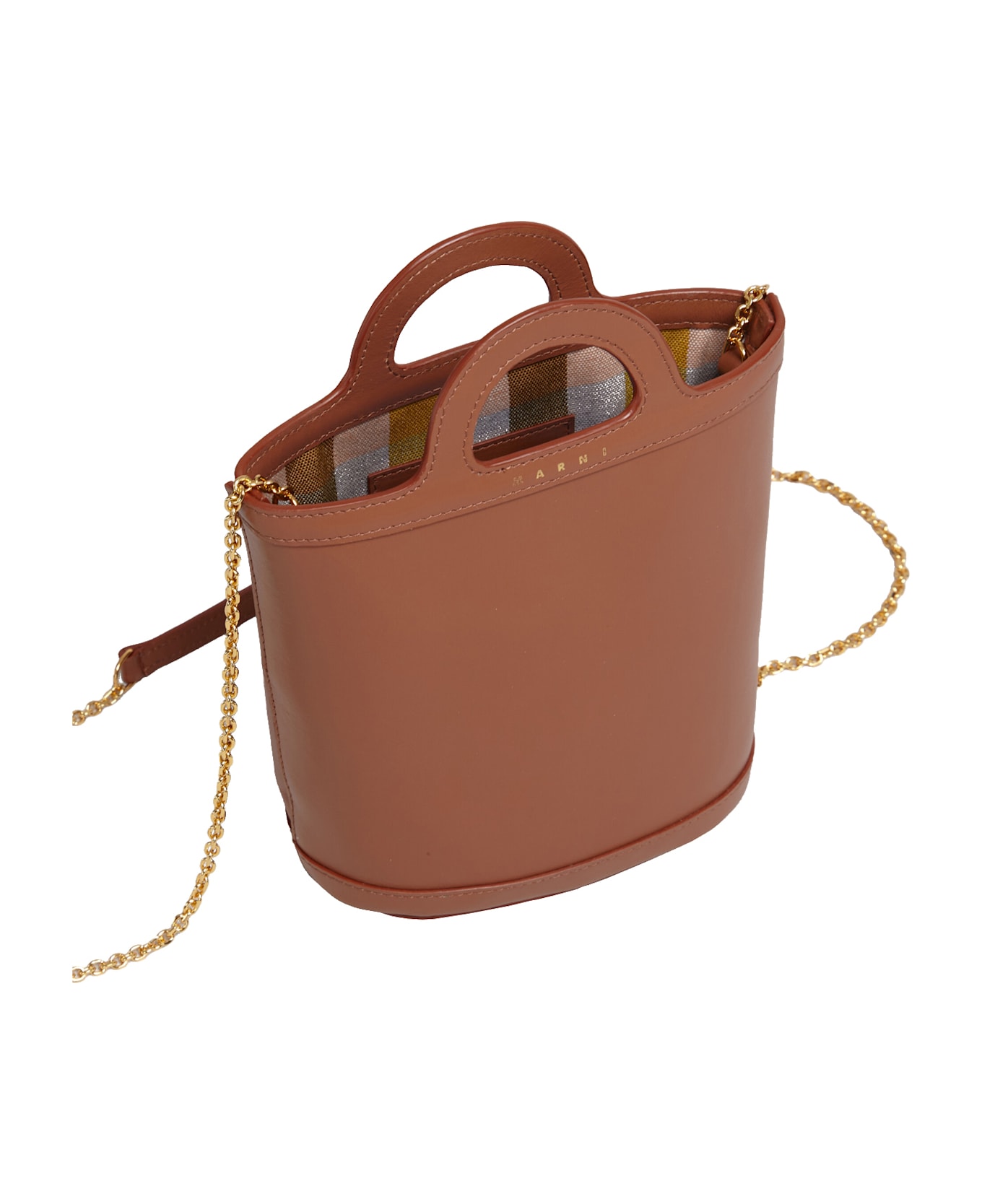 Marni Tropicalia Nano Bucket Bag In Brown Leather - Brown