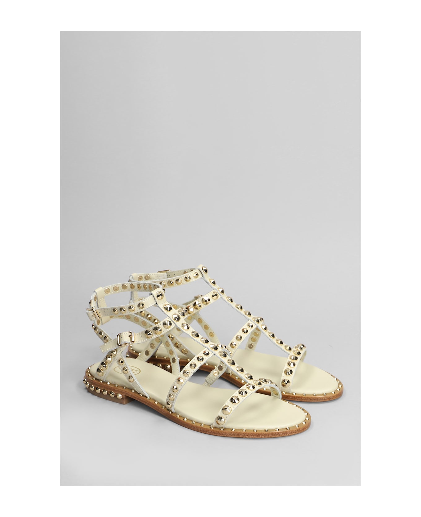 Ash Precious Flats In Beige Leather - beige